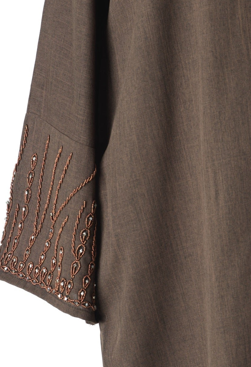 Elegant brown Sleeve Abaya Maxi Dress with Matching Scarf — modest abaya | Kabayare Fashion