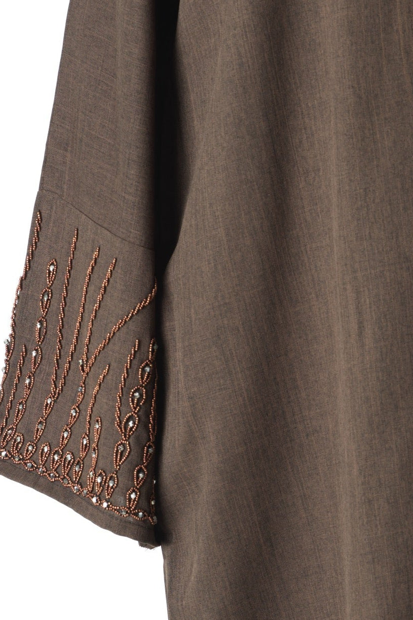 Elegant brown Sleeve Abaya Maxi Dress with Matching Scarf — modest abaya | Kabayare Fashion