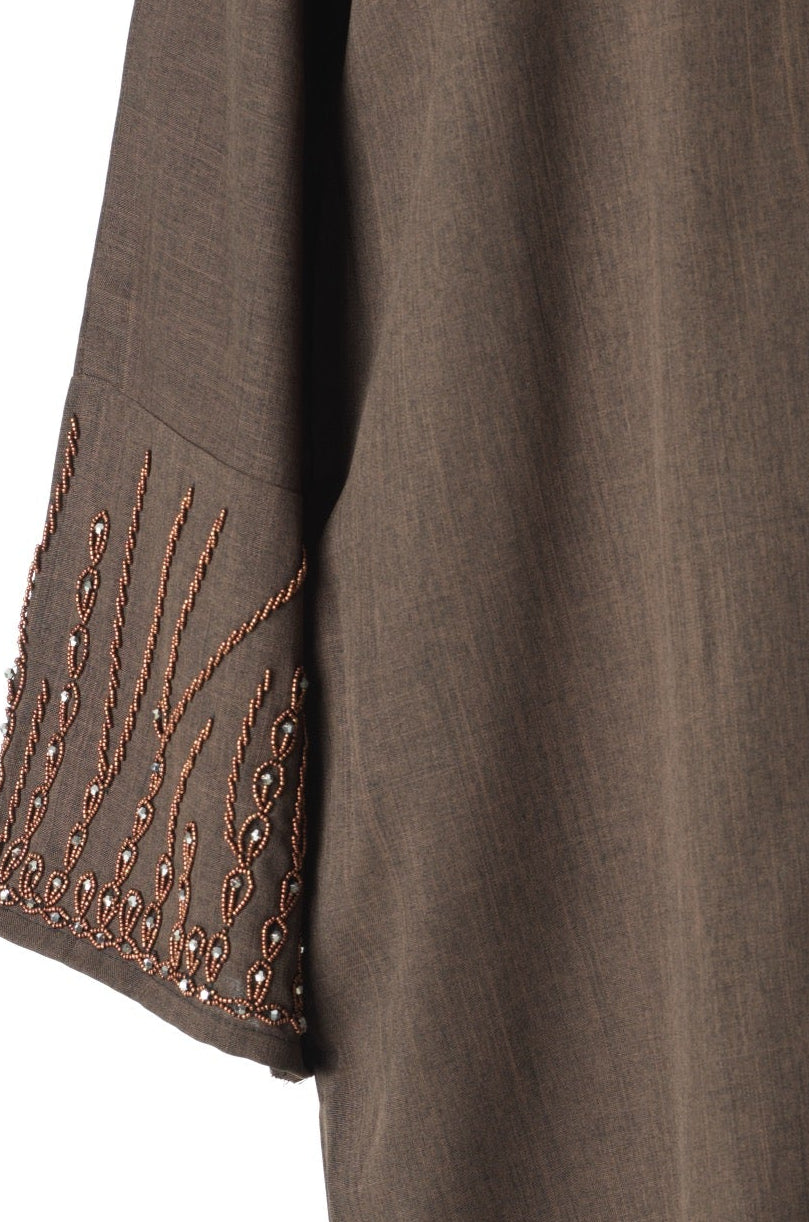 Elegant brown Sleeve Abaya Maxi Dress with Matching Scarf — modest abaya | Kabayare Fashion