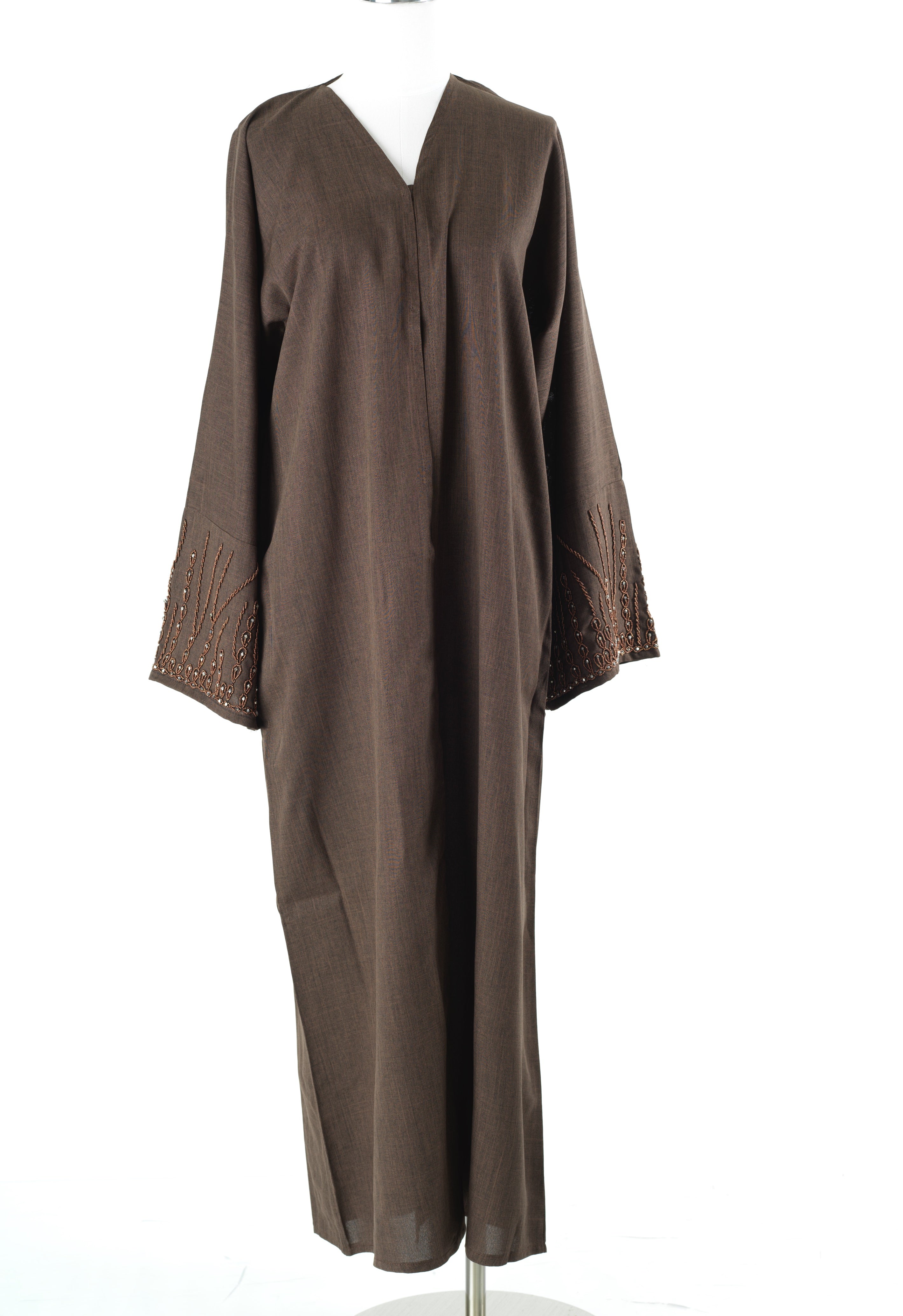 Elegant brown Sleeve Abaya Maxi Dress with Matching Scarf — modest abaya | Kabayare Fashion