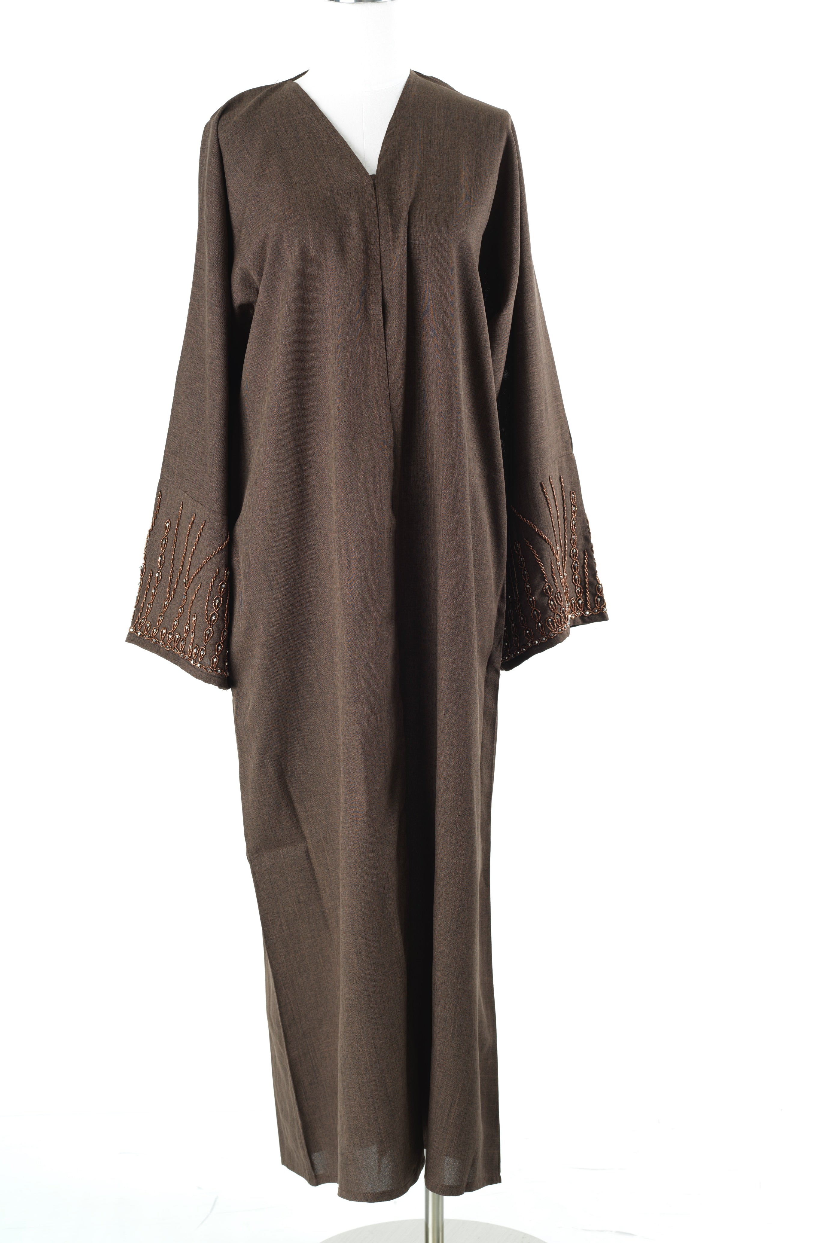 Elegant brown Sleeve Abaya Maxi Dress with Matching Scarf — modest abaya | Kabayare Fashion