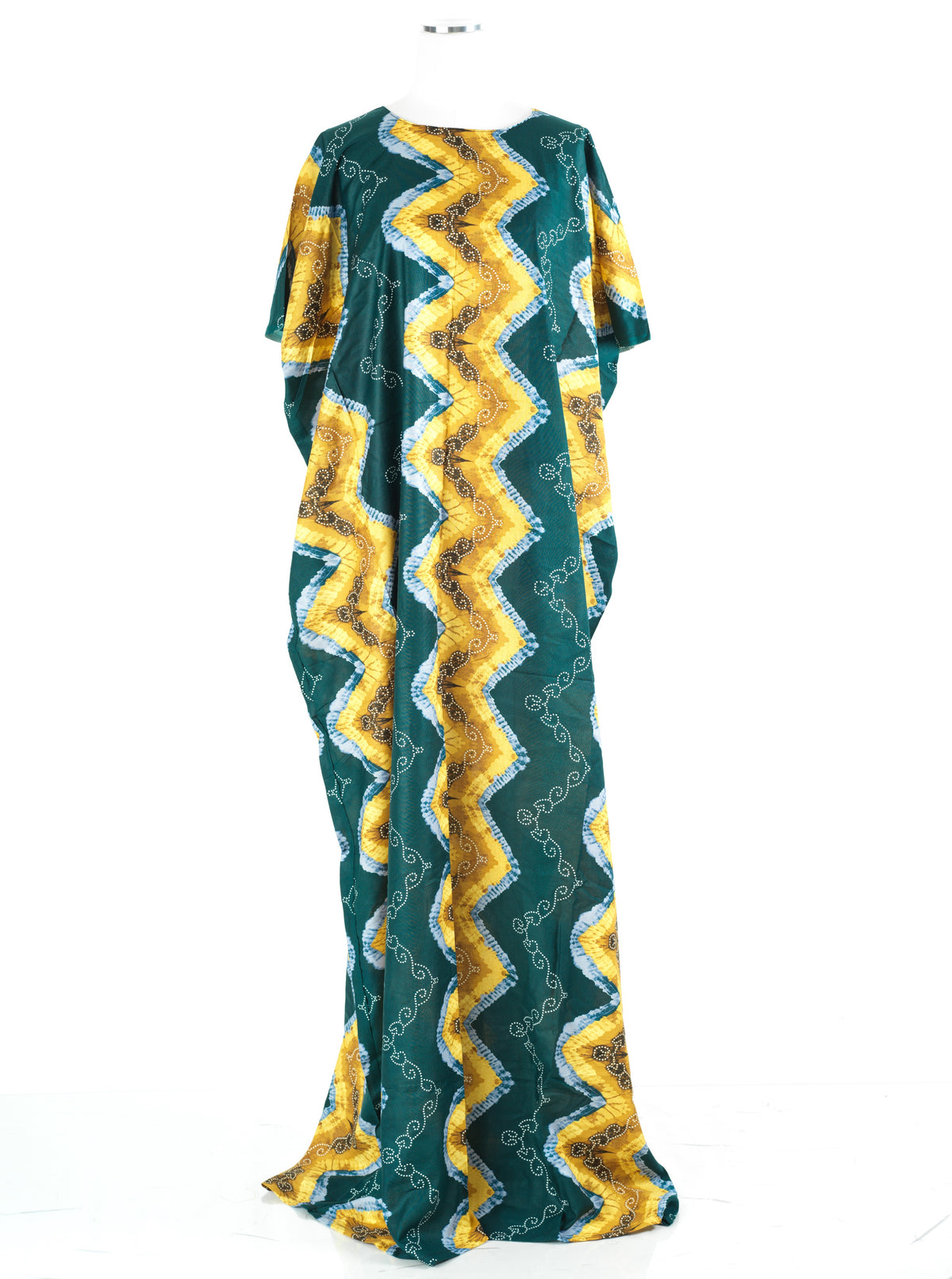 deep teal/Tan Chevron print Bati Dress