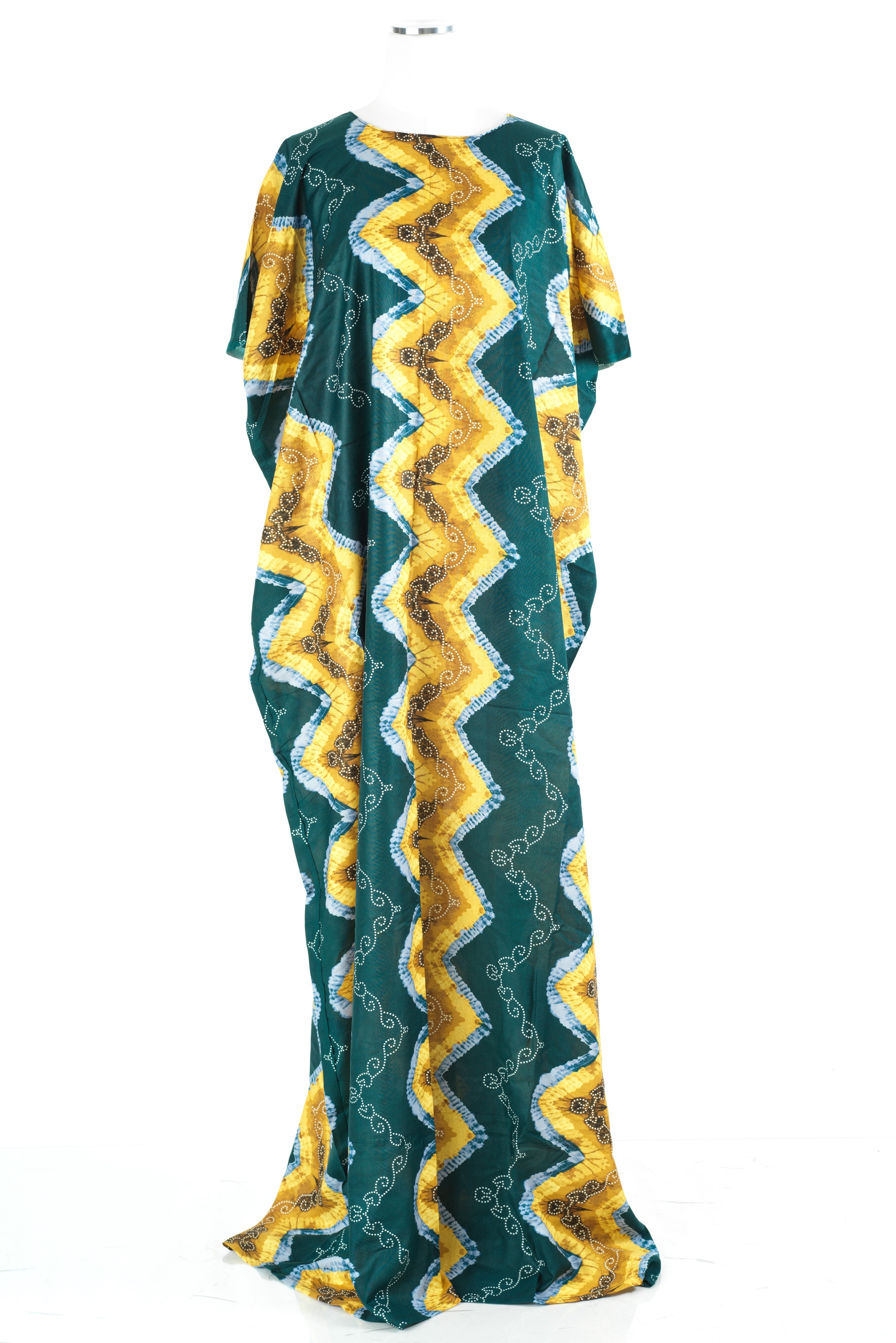 deep teal/Tan Chevron print Bati Dress