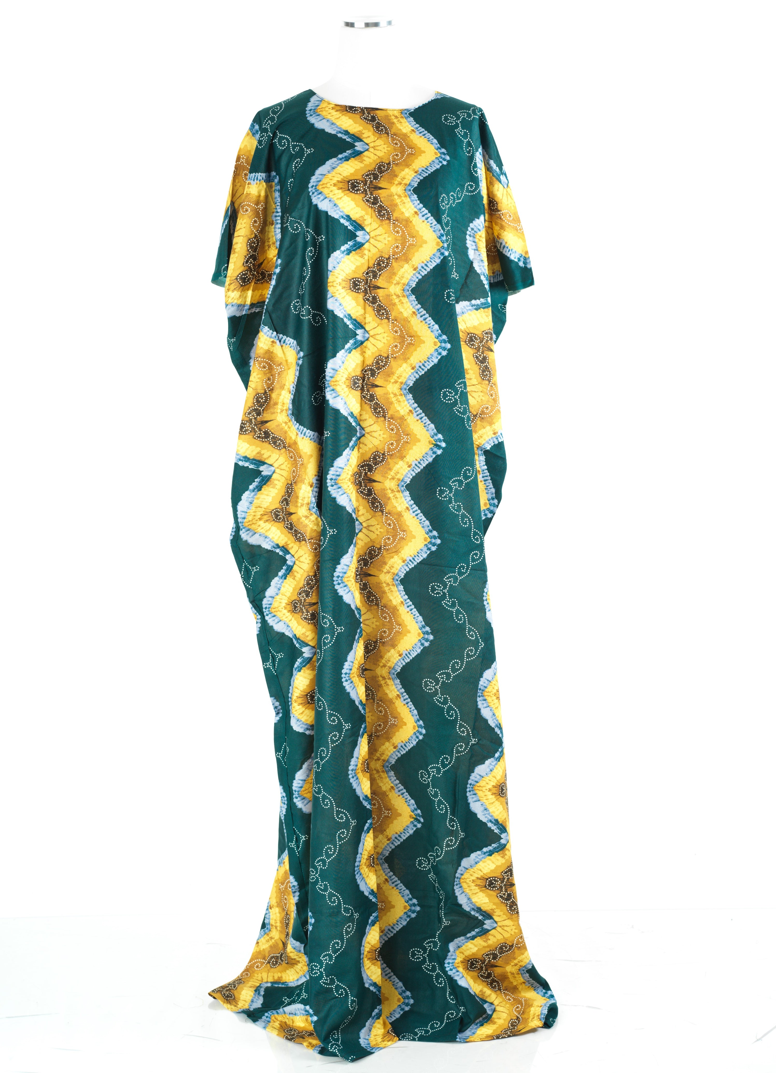 deep teal/Tan Chevron print Bati Dress