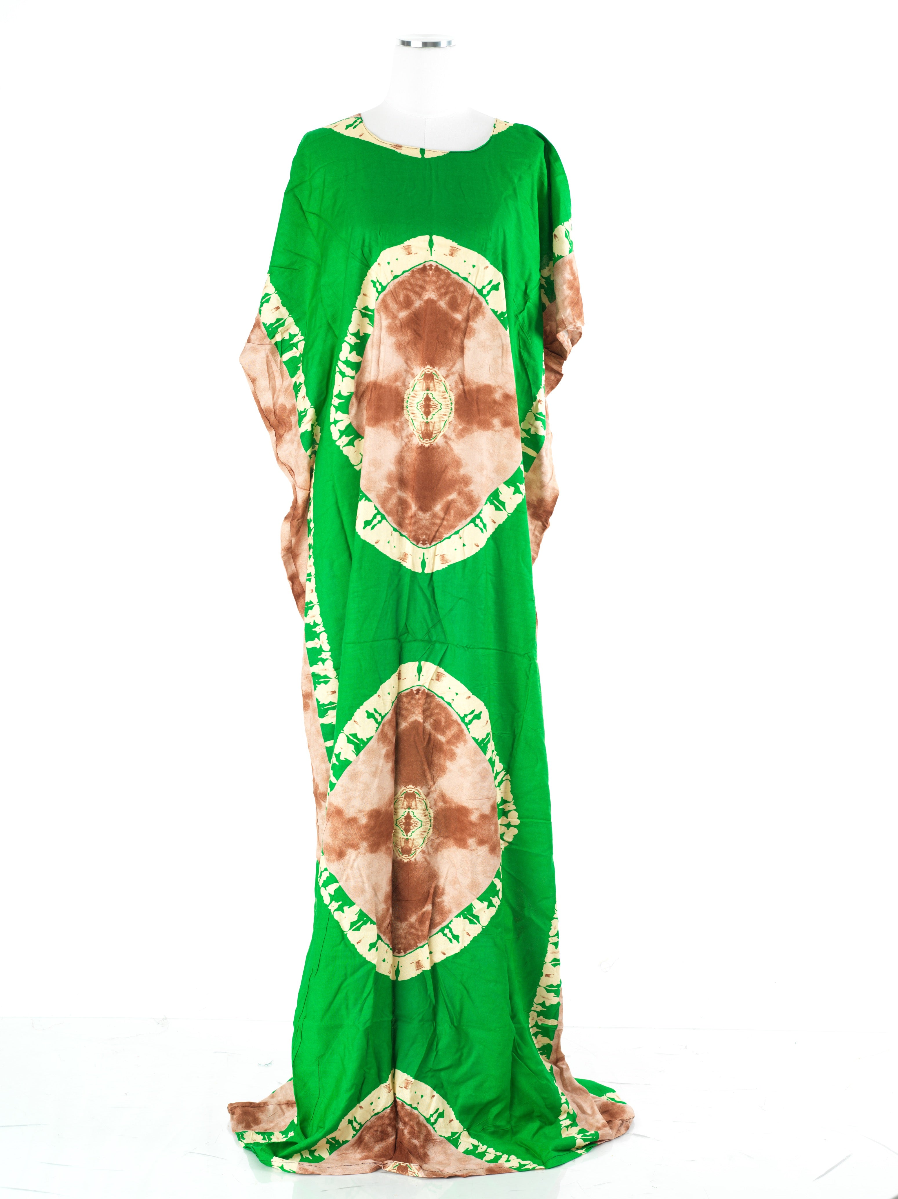 Green/tan African Queen Bati Dress