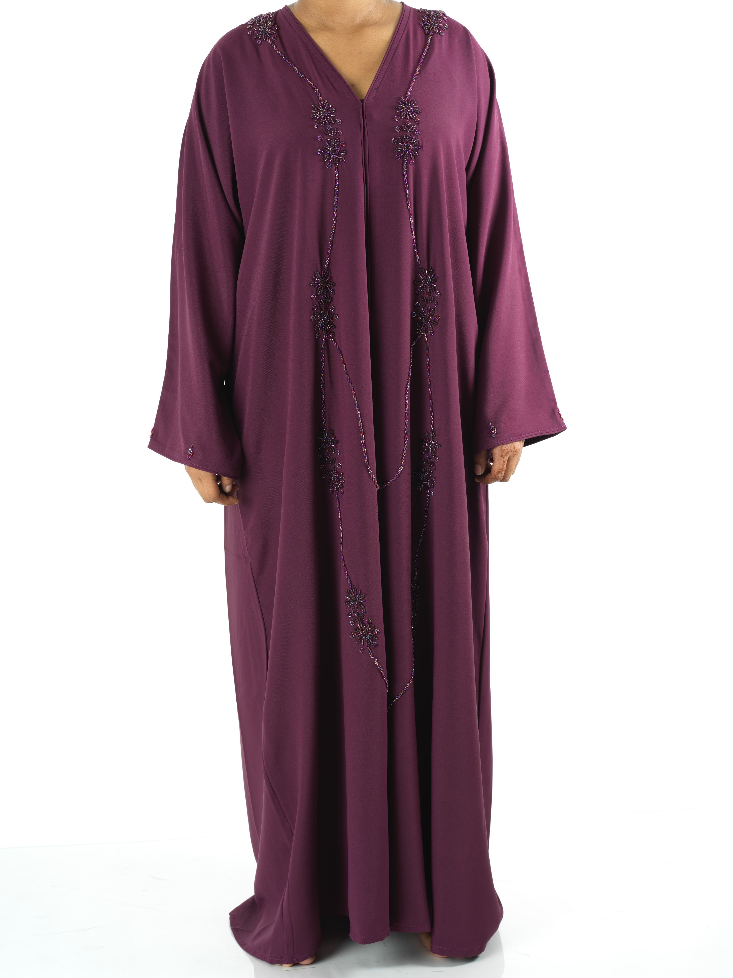 Eggplant anisa Dubai abaya set — modest abaya | Kabayare Fashion