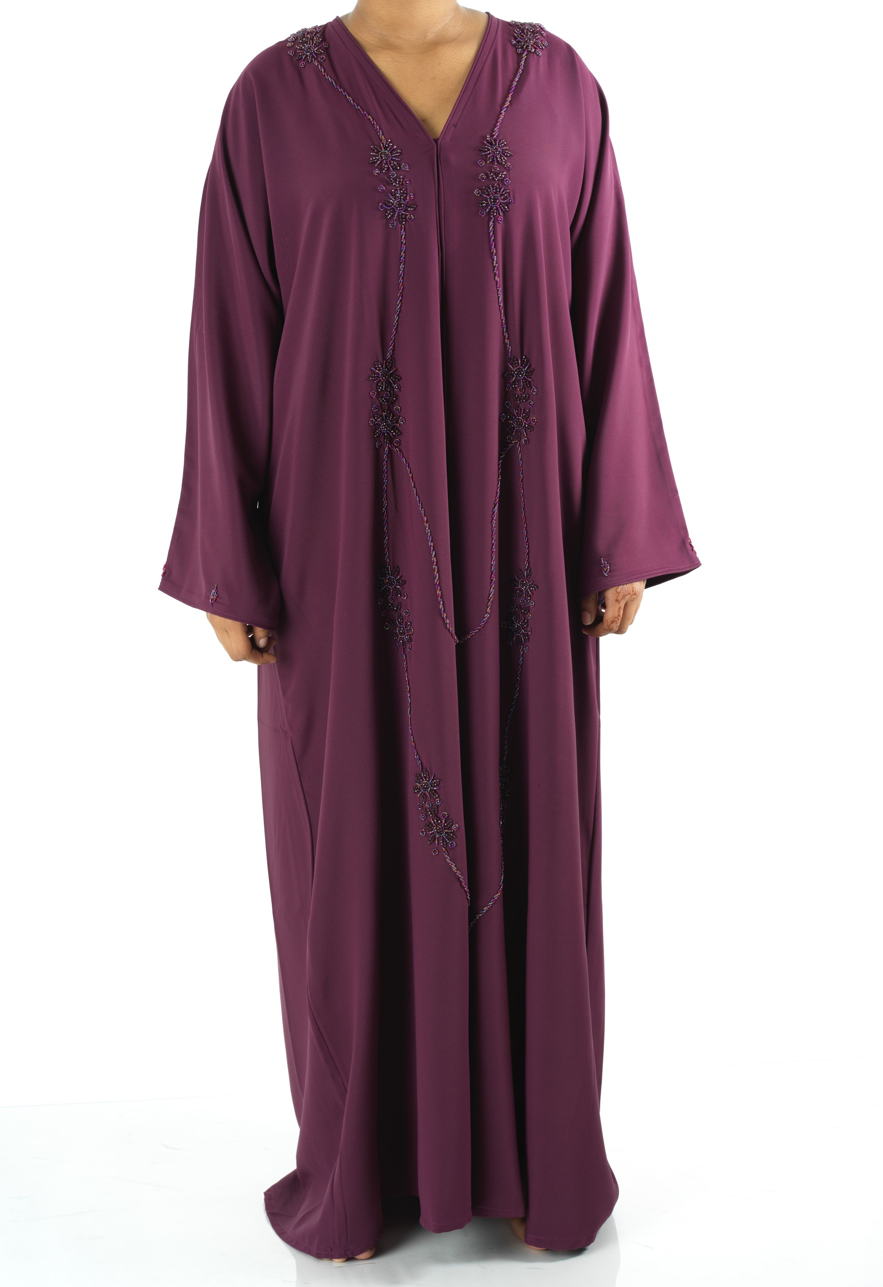 Eggplant anisa Dubai abaya set — modest abaya | Kabayare Fashion