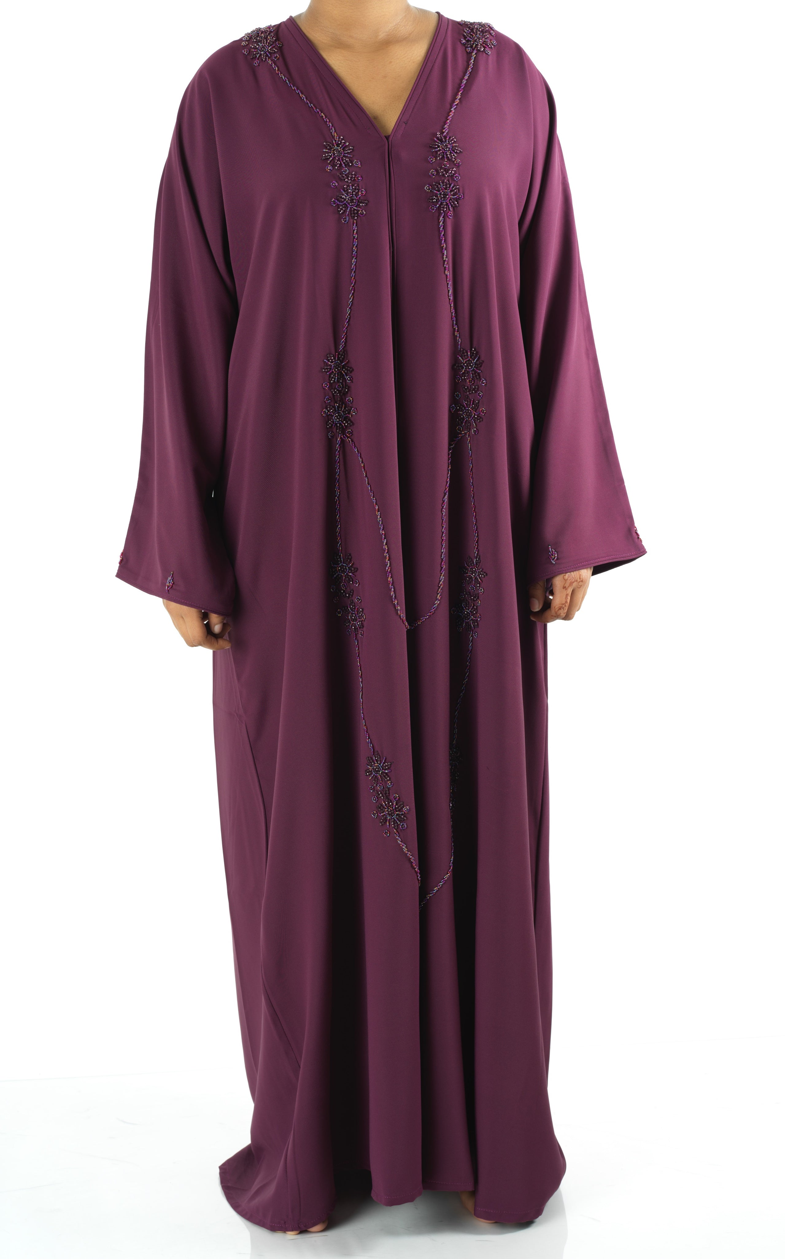 Eggplant anisa Dubai abaya set — modest abaya | Kabayare Fashion