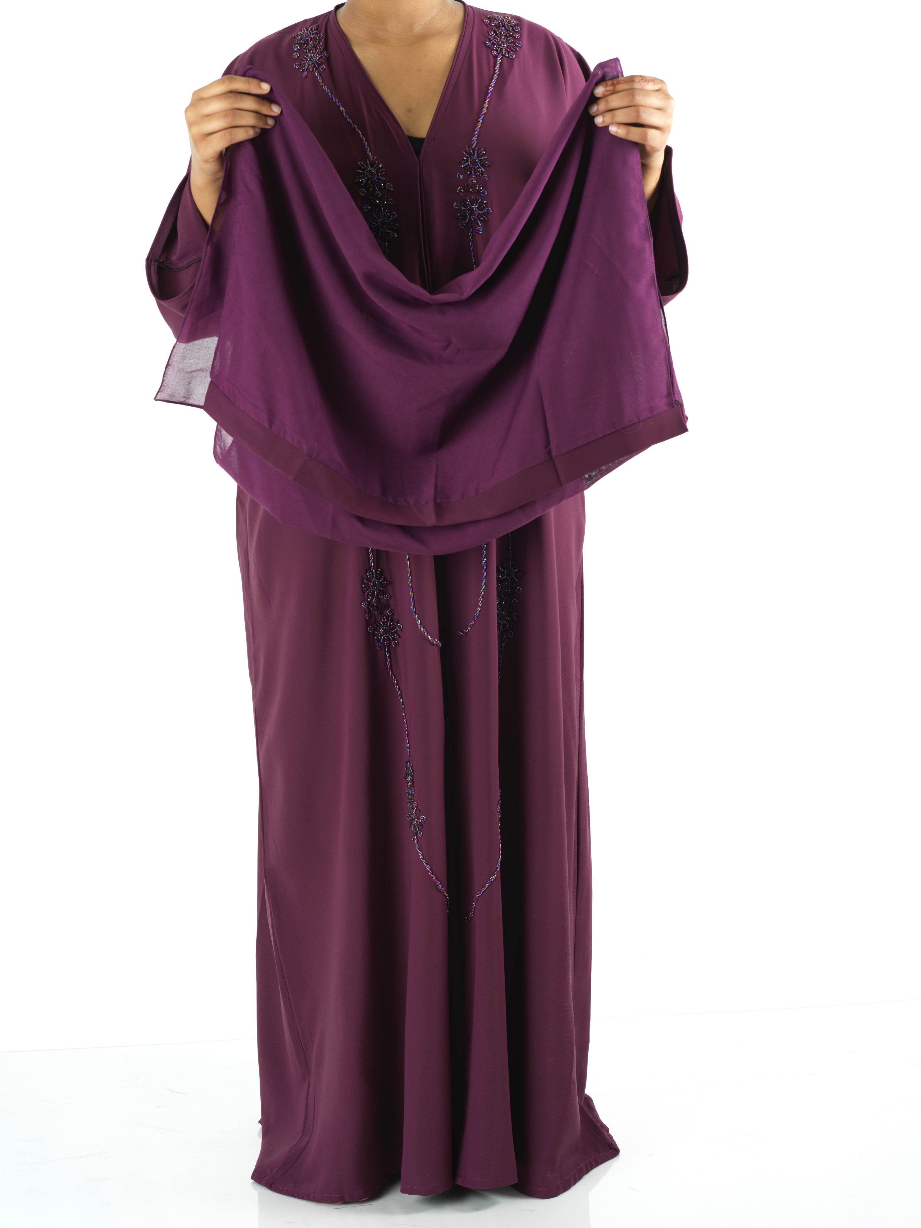 Eggplant anisa Dubai abaya set — modest abaya | Kabayare Fashion