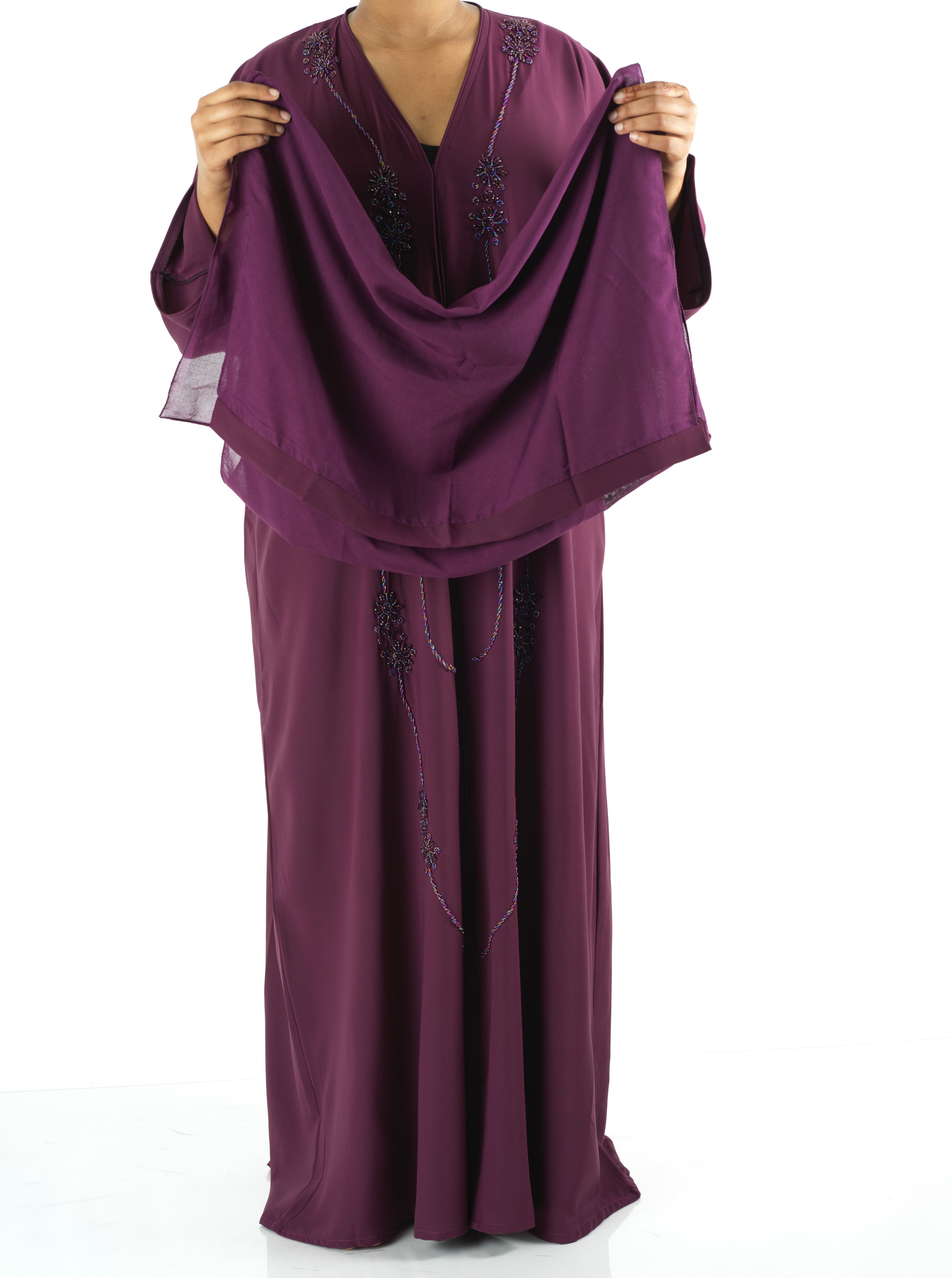 Eggplant anisa Dubai abaya set — modest abaya | Kabayare Fashion