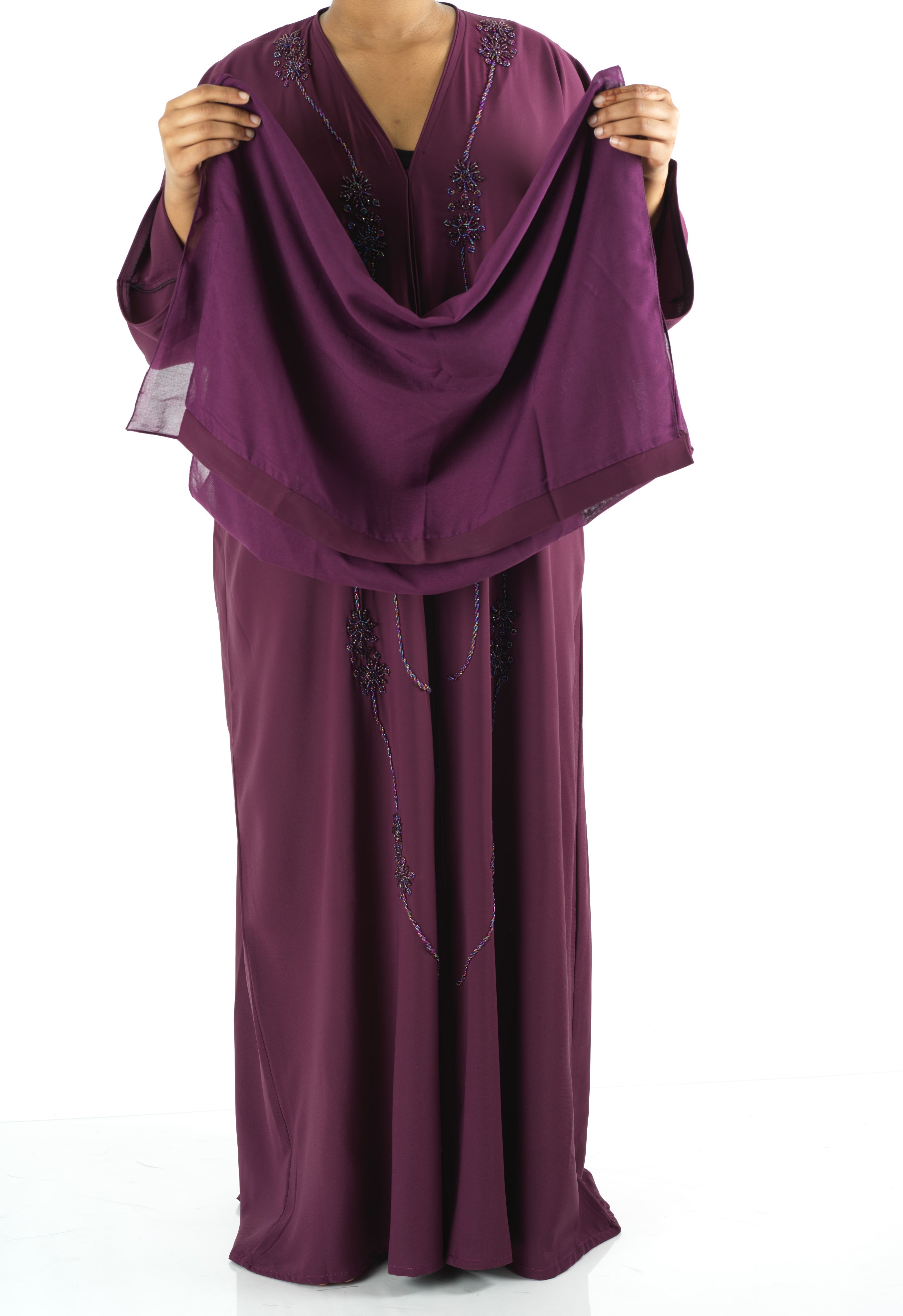 Eggplant anisa Dubai abaya set — modest abaya | Kabayare Fashion