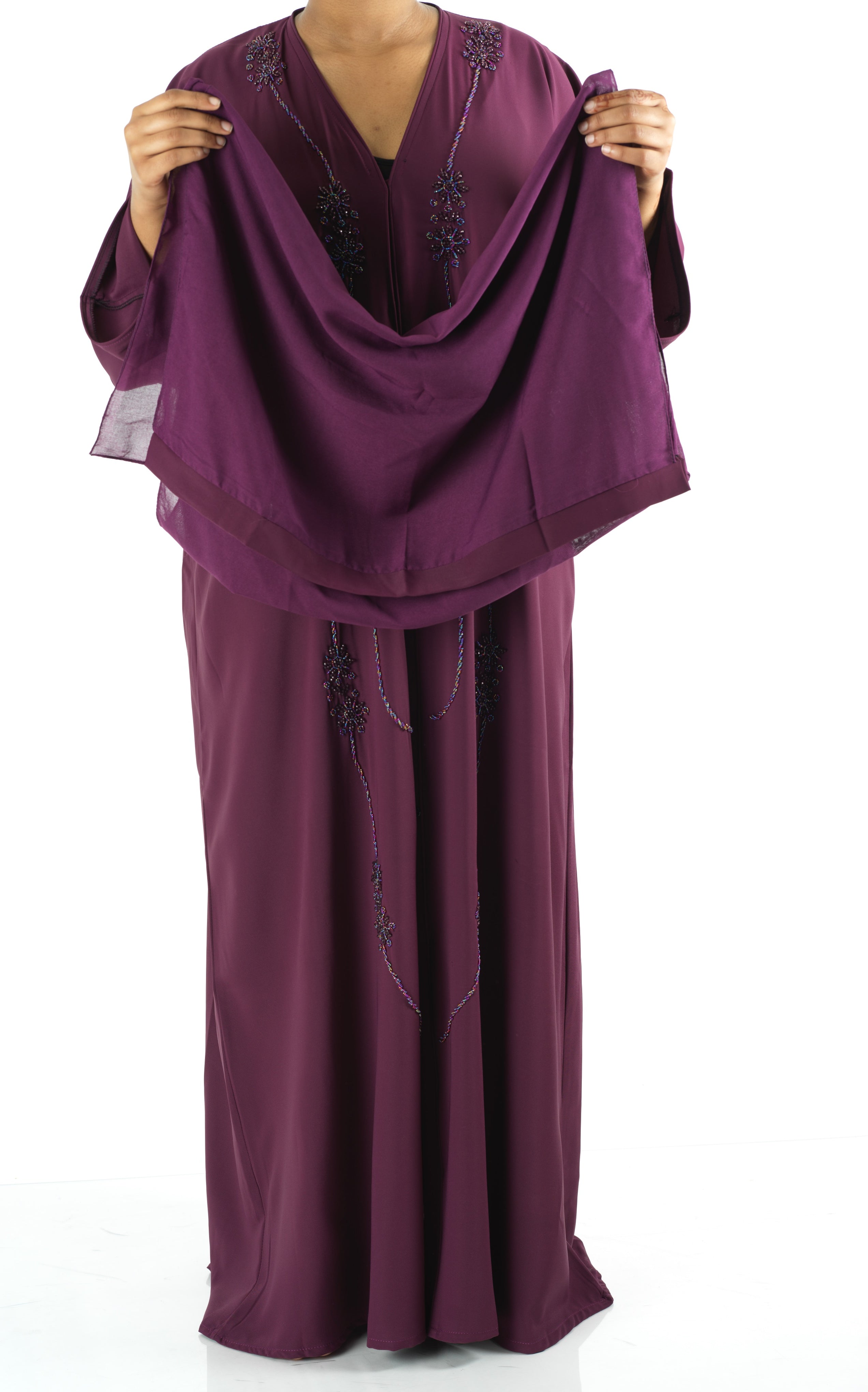 Eggplant anisa Dubai abaya set — modest abaya | Kabayare Fashion