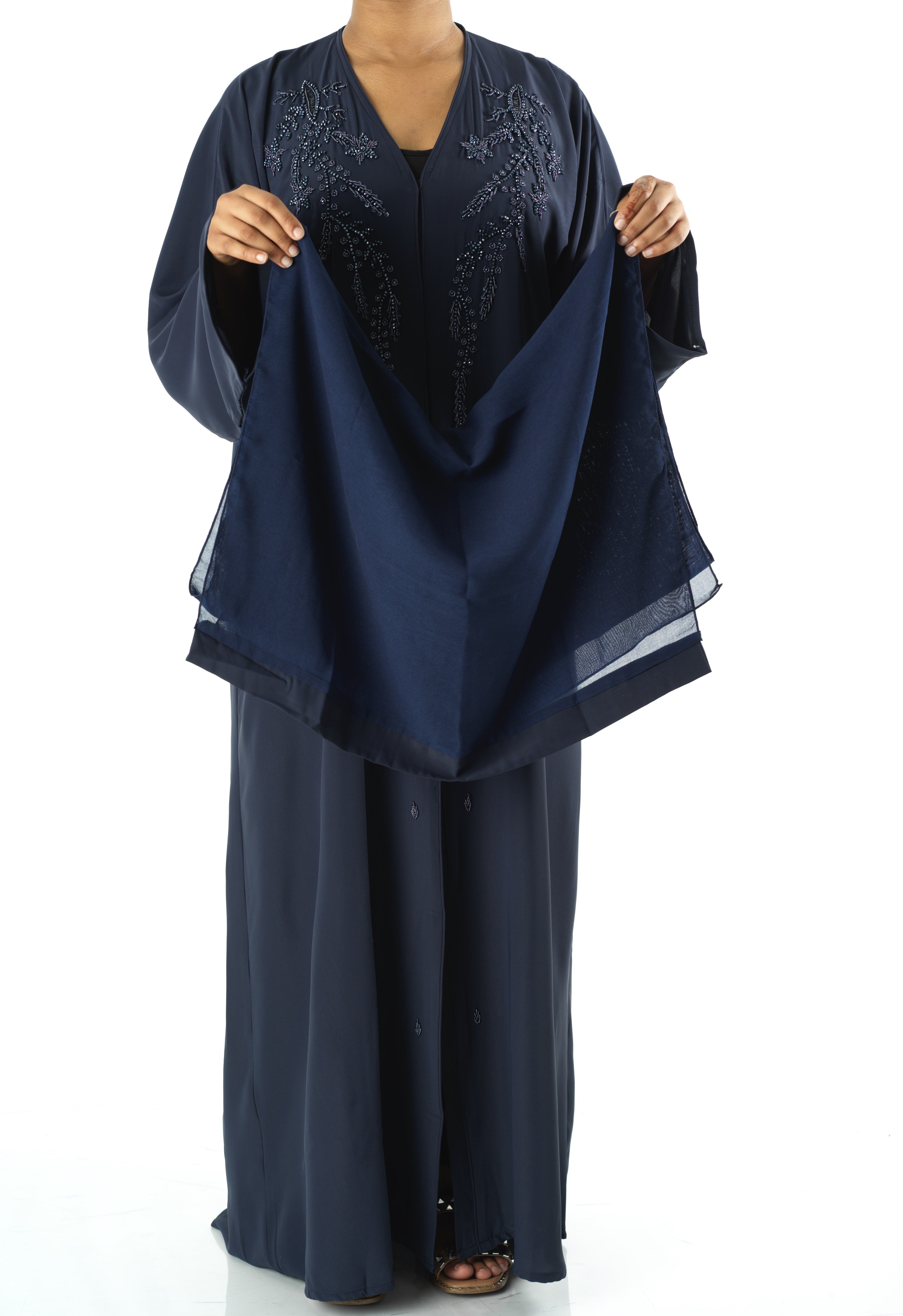 Navy jamila Dubai abaya set — modest abaya | Kabayare Fashion
