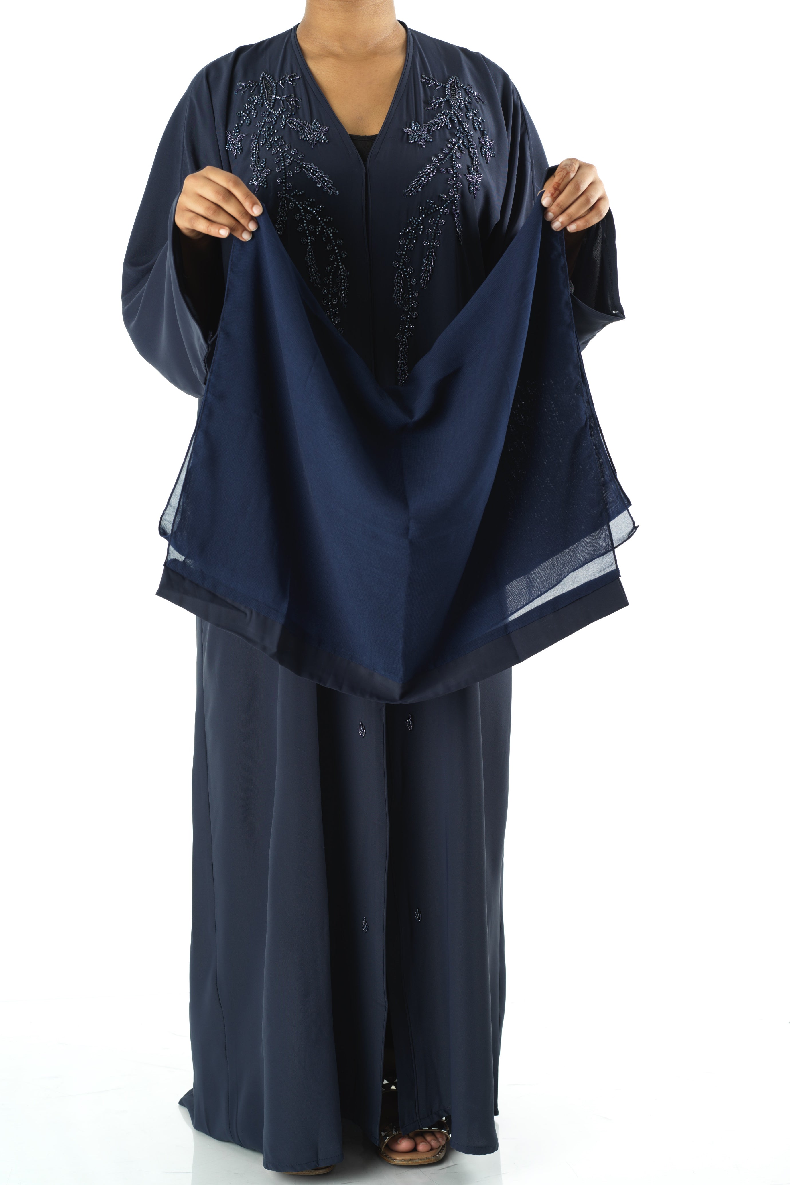 Navy jamila Dubai abaya set — modest abaya | Kabayare Fashion