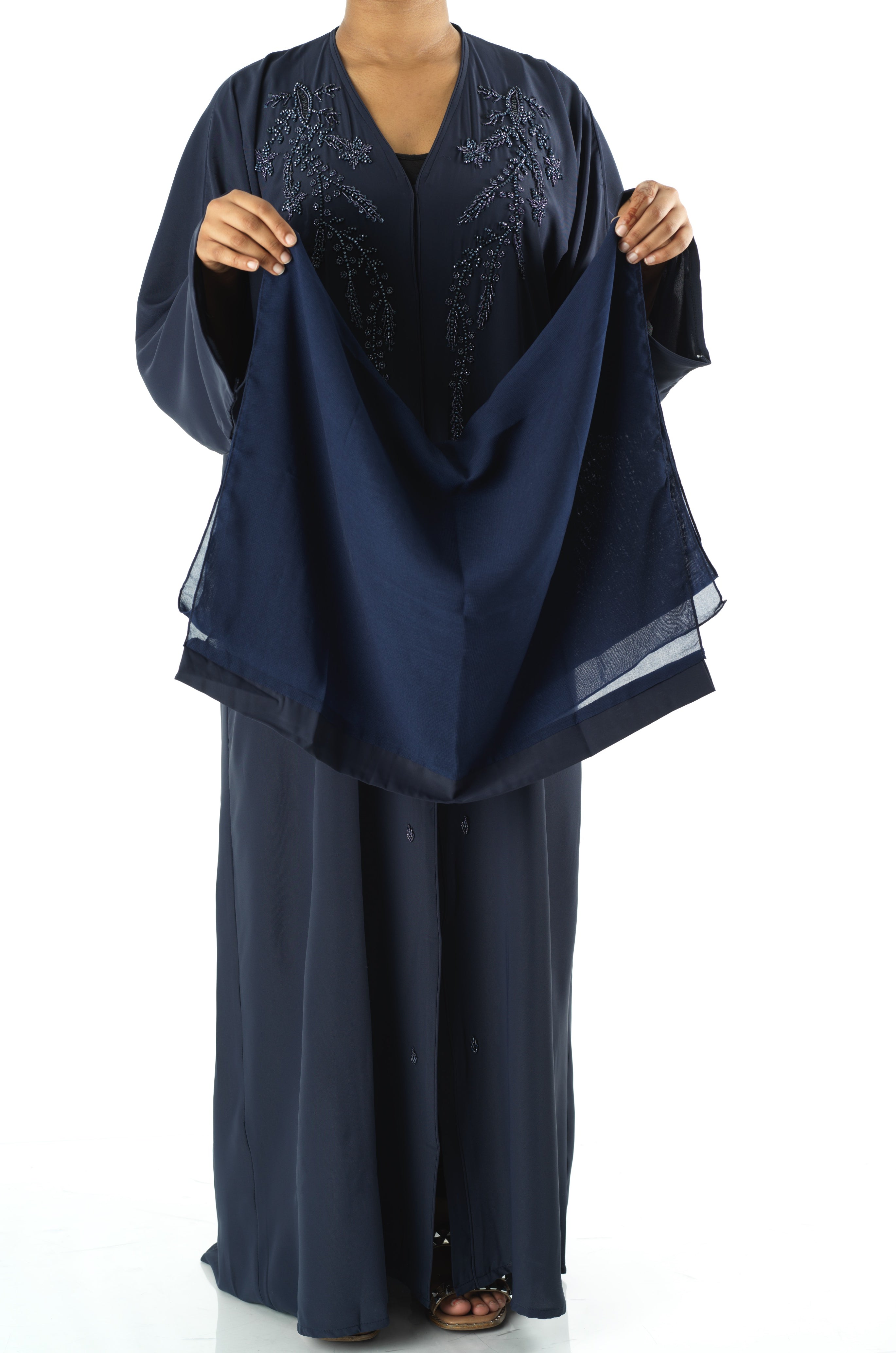 Navy jamila Dubai abaya set — modest abaya | Kabayare Fashion