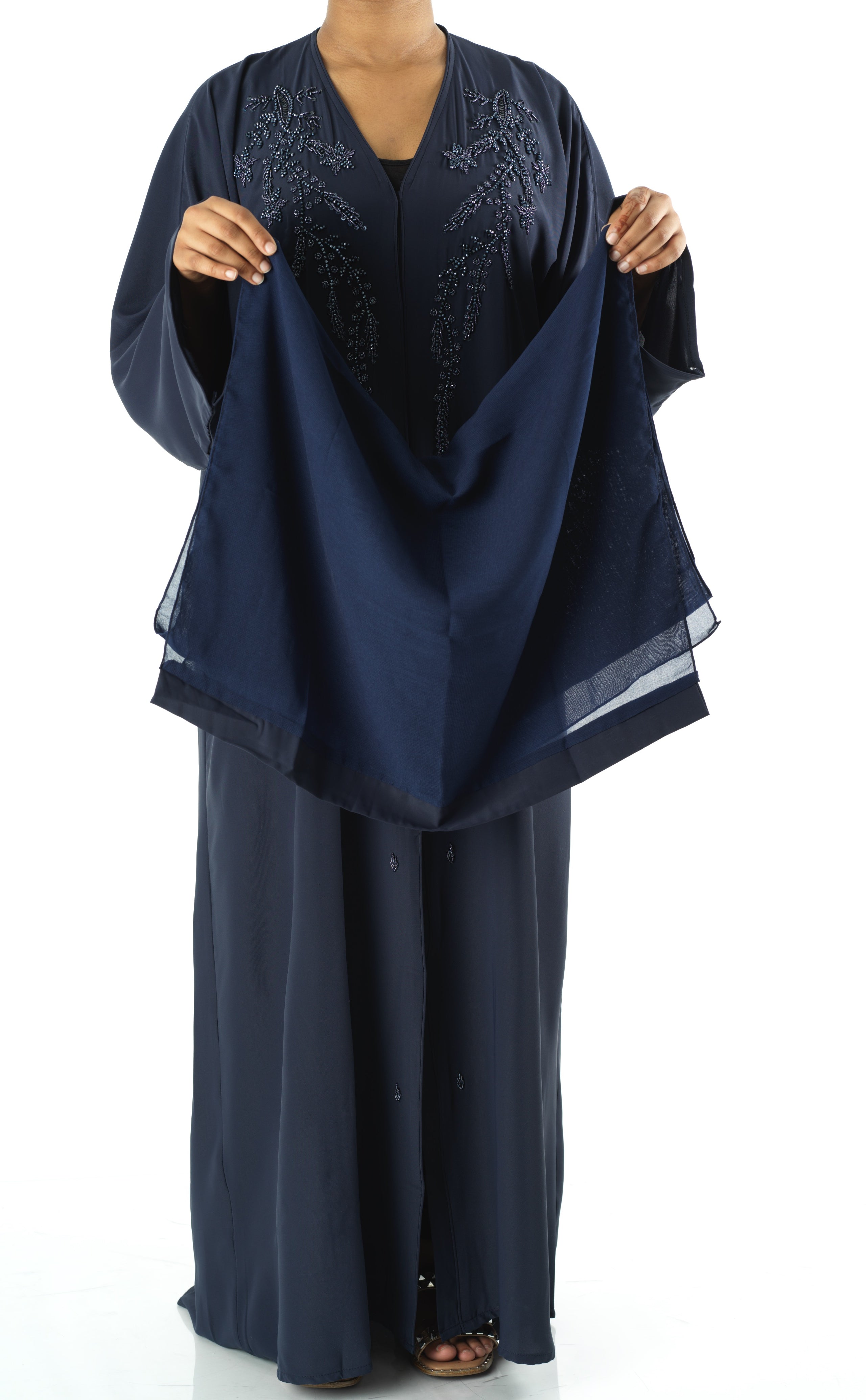 Navy jamila Dubai abaya set — modest abaya | Kabayare Fashion