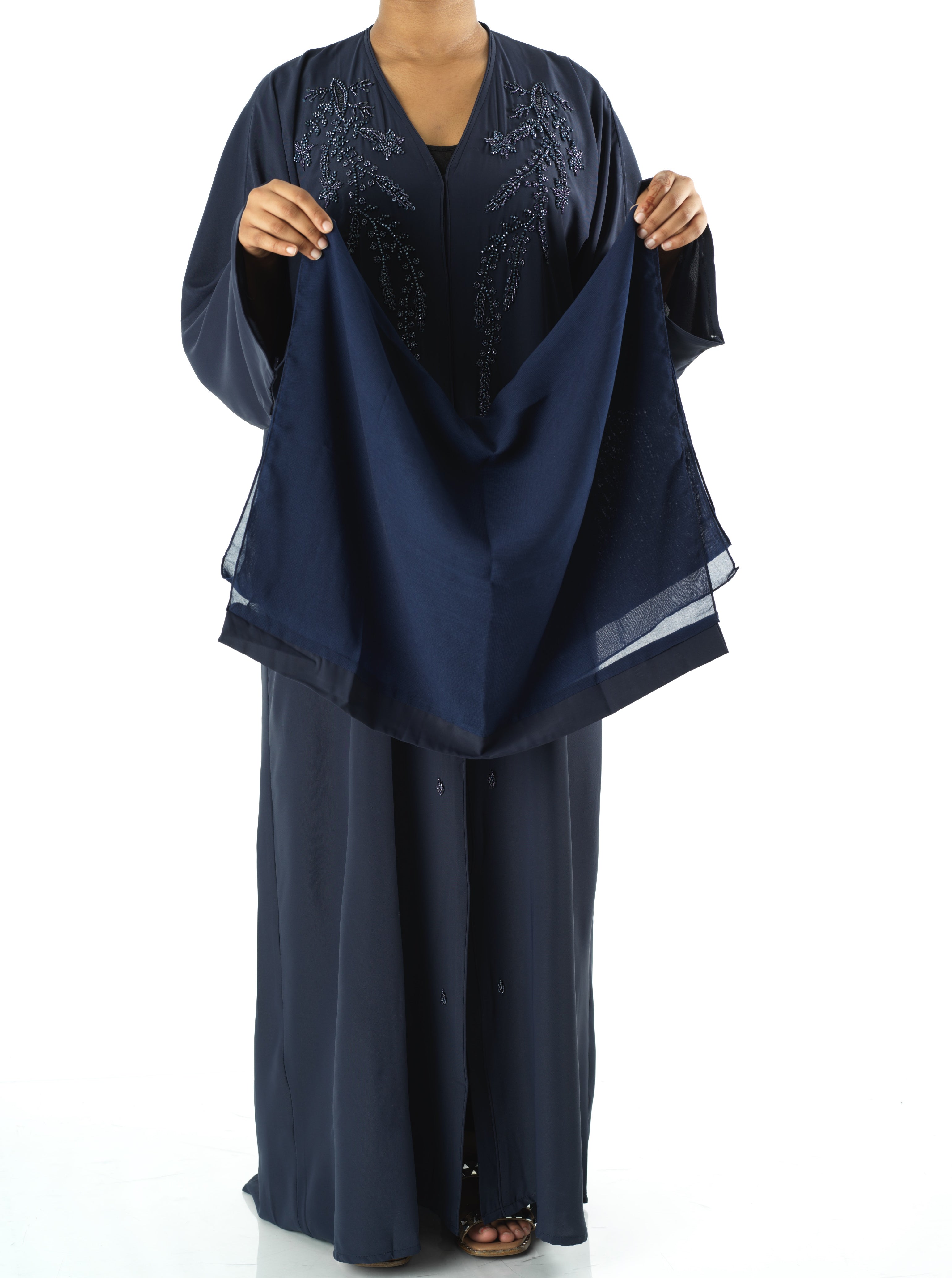 Navy jamila Dubai abaya set — modest abaya | Kabayare Fashion