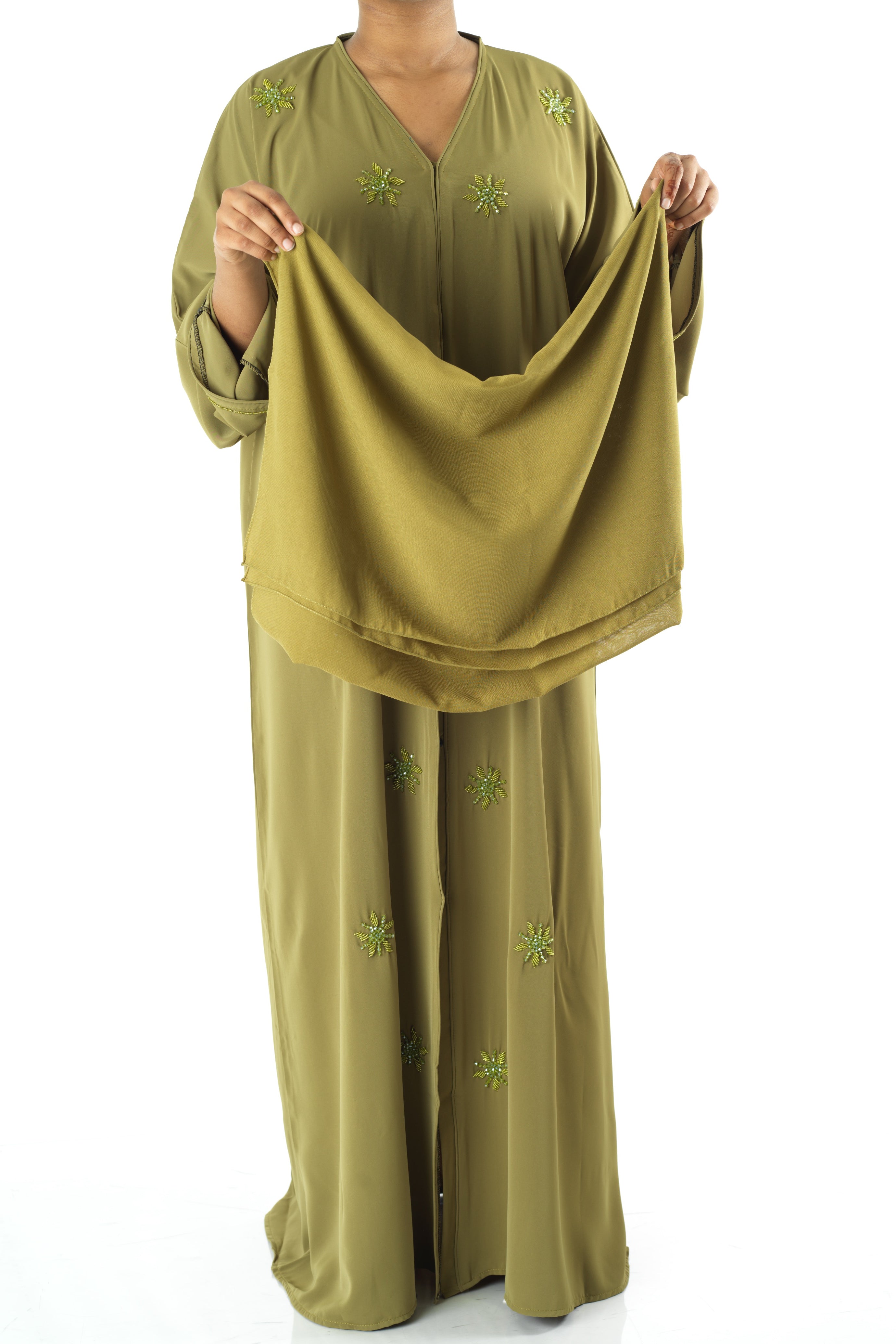 Pear pearls Dubai abaya set — modest abaya | Kabayare Fashion