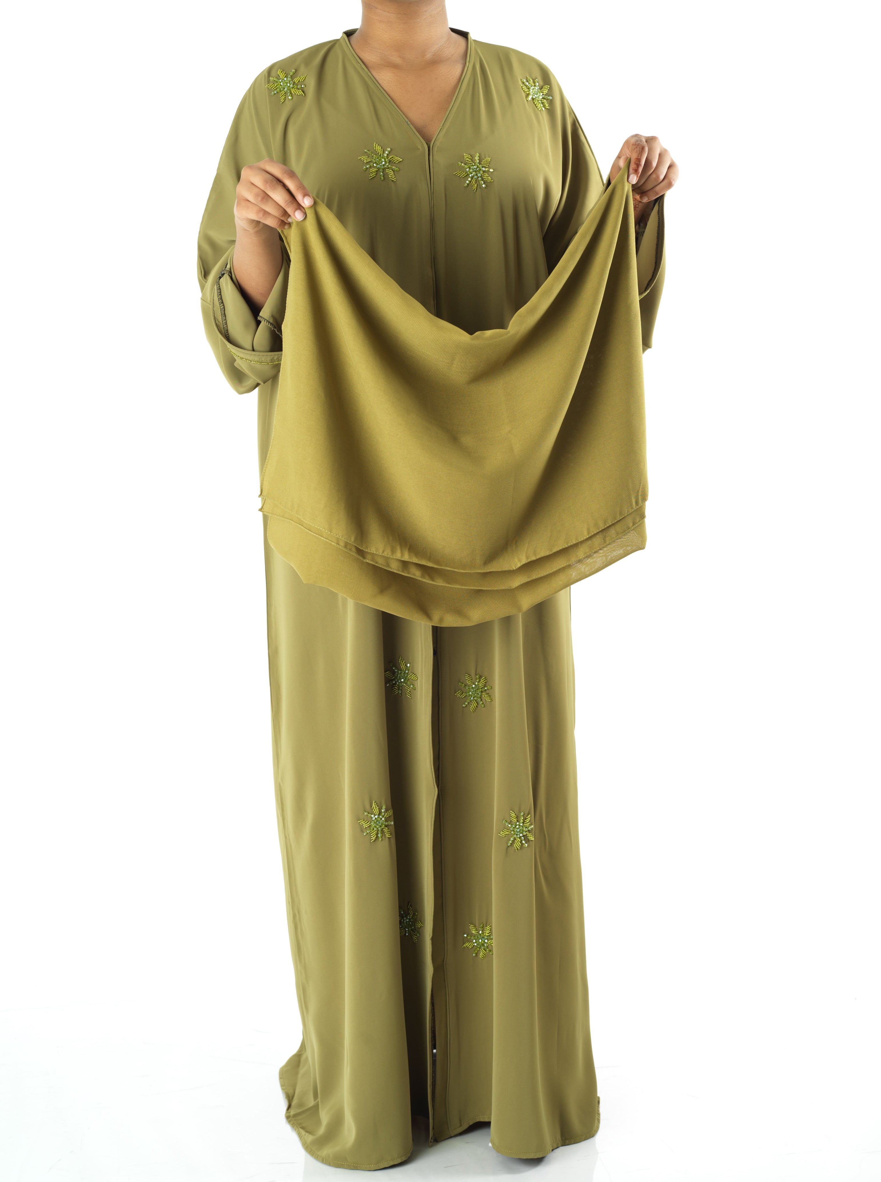 Pear pearls Dubai abaya set — modest abaya | Kabayare Fashion