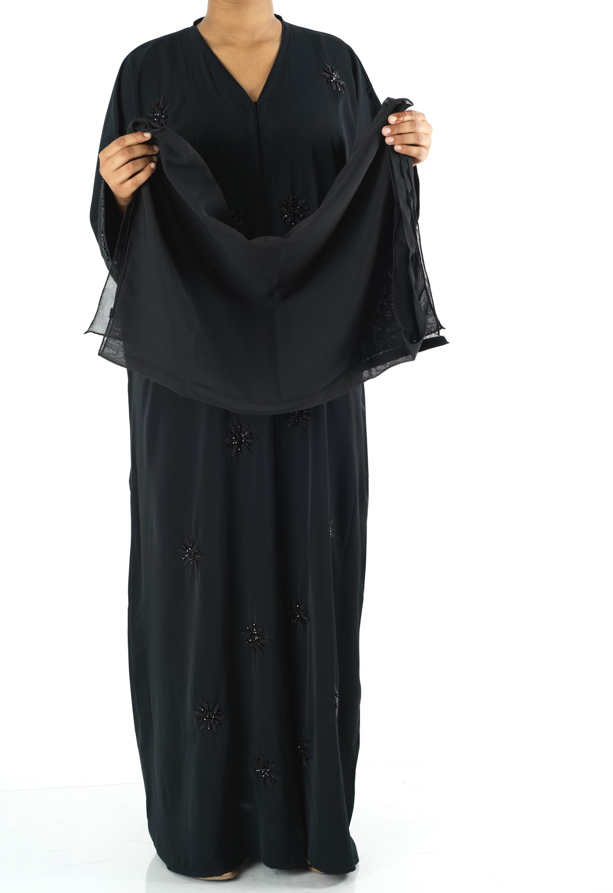 Black pearls Dubai abaya set — modest abaya | Kabayare Fashion