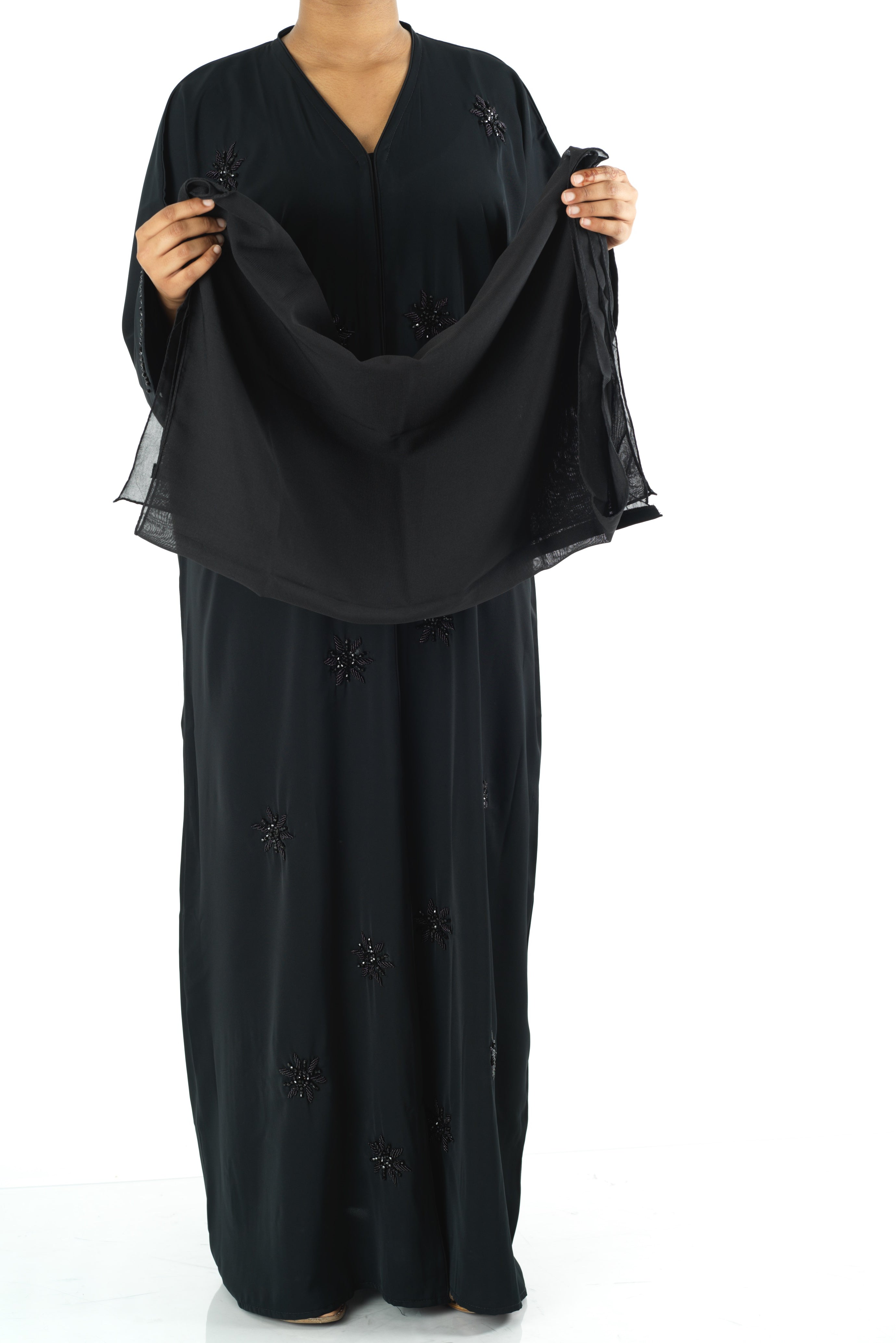 Black pearls Dubai abaya set — modest abaya | Kabayare Fashion
