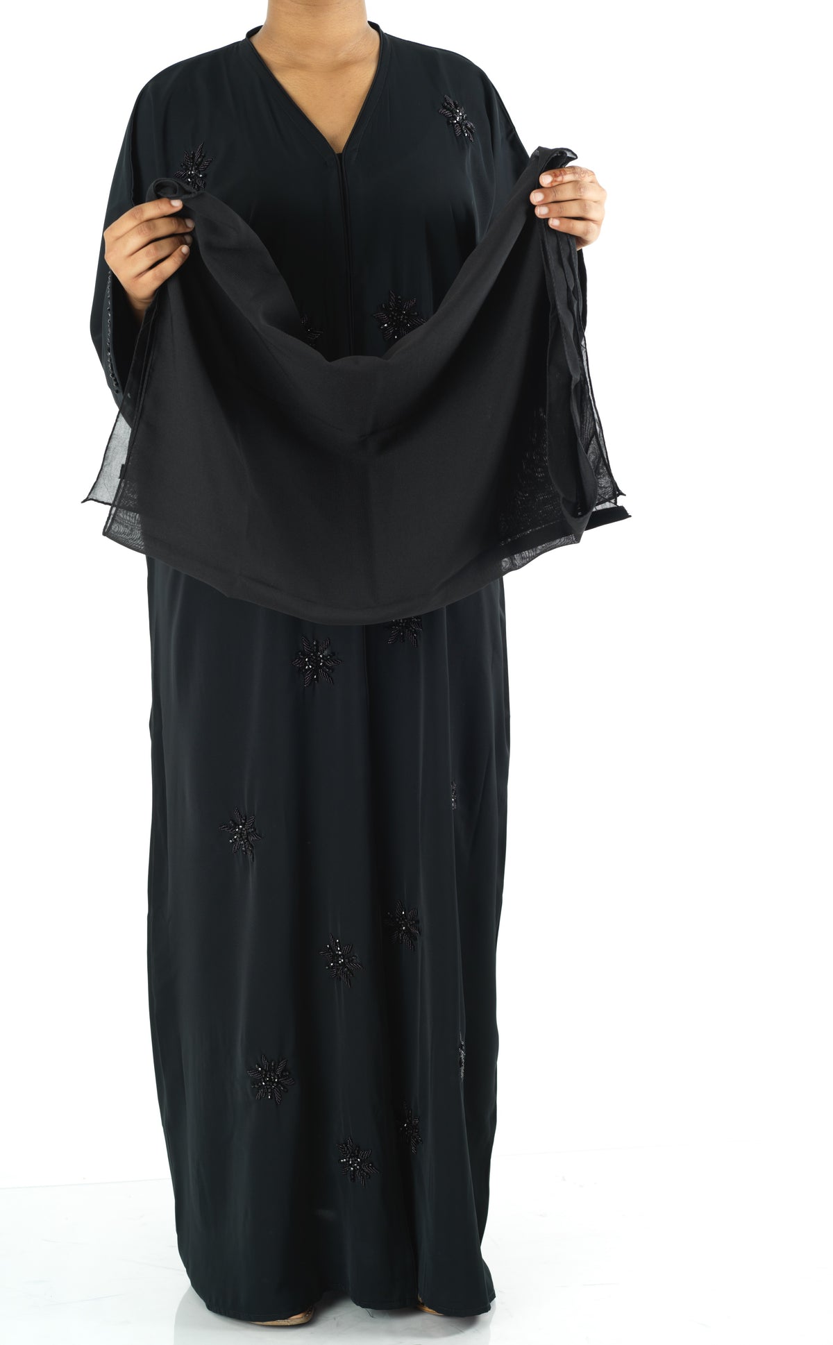 Black pearls Dubai abaya set — modest abaya | Kabayare Fashion