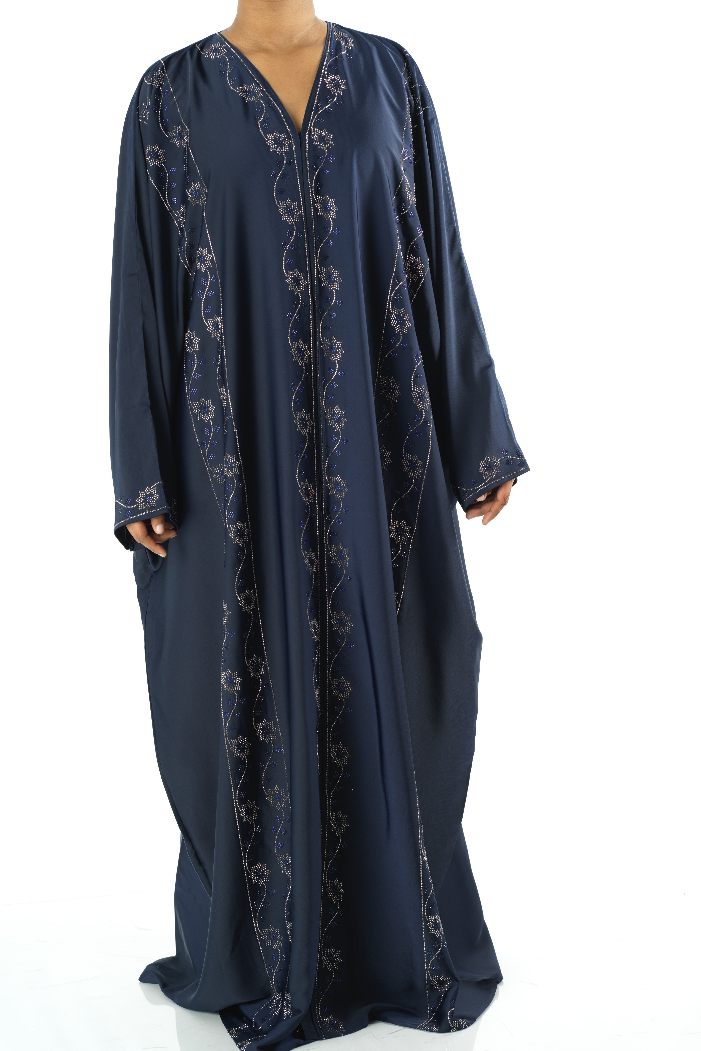 Navy Glamour Dubai abaya set — modest abaya | Kabayare Fashion