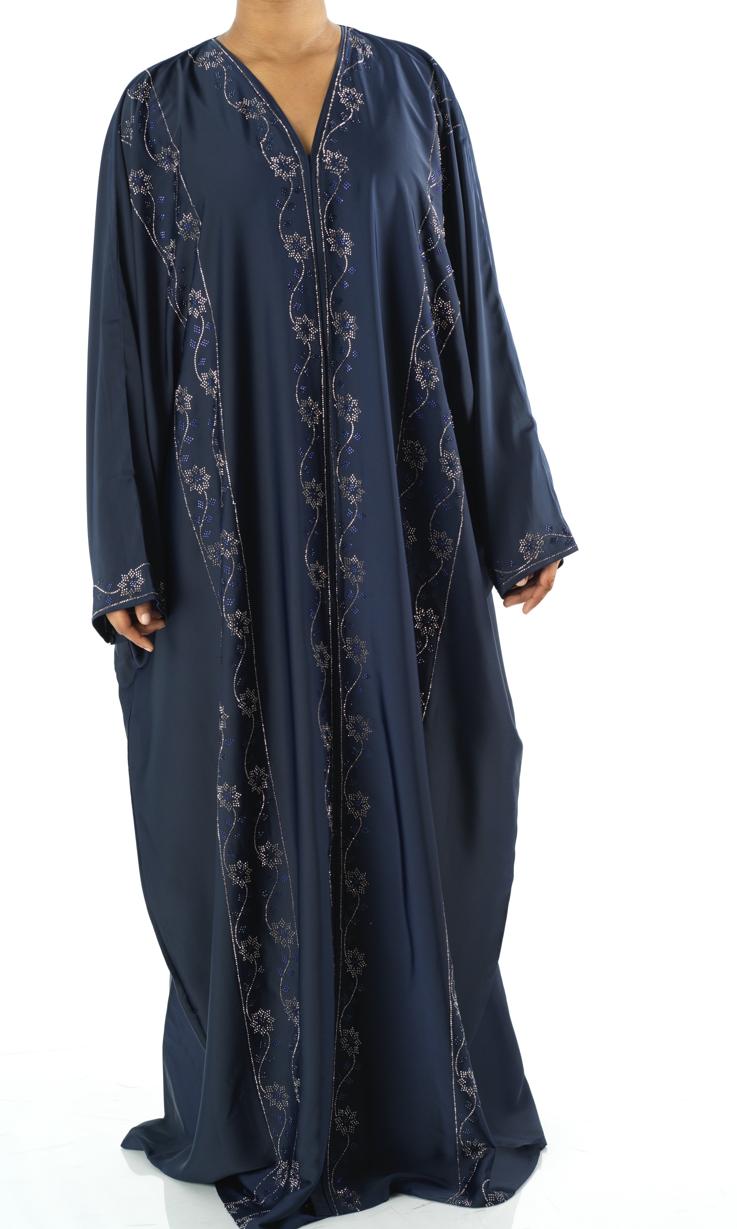 Navy Glamour Dubai abaya set — modest abaya | Kabayare Fashion
