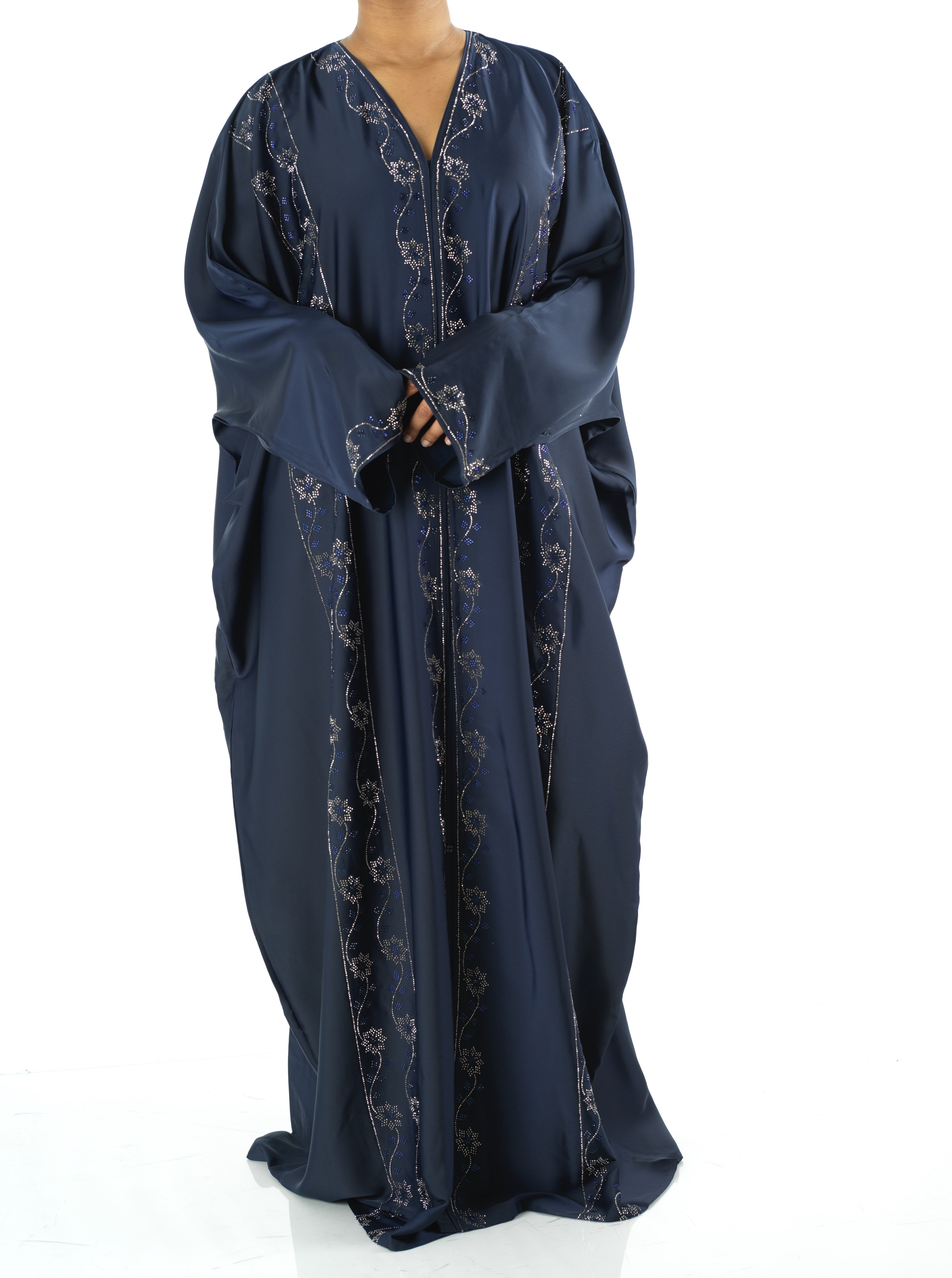 Navy Glamour Dubai abaya set — modest abaya | Kabayare Fashion