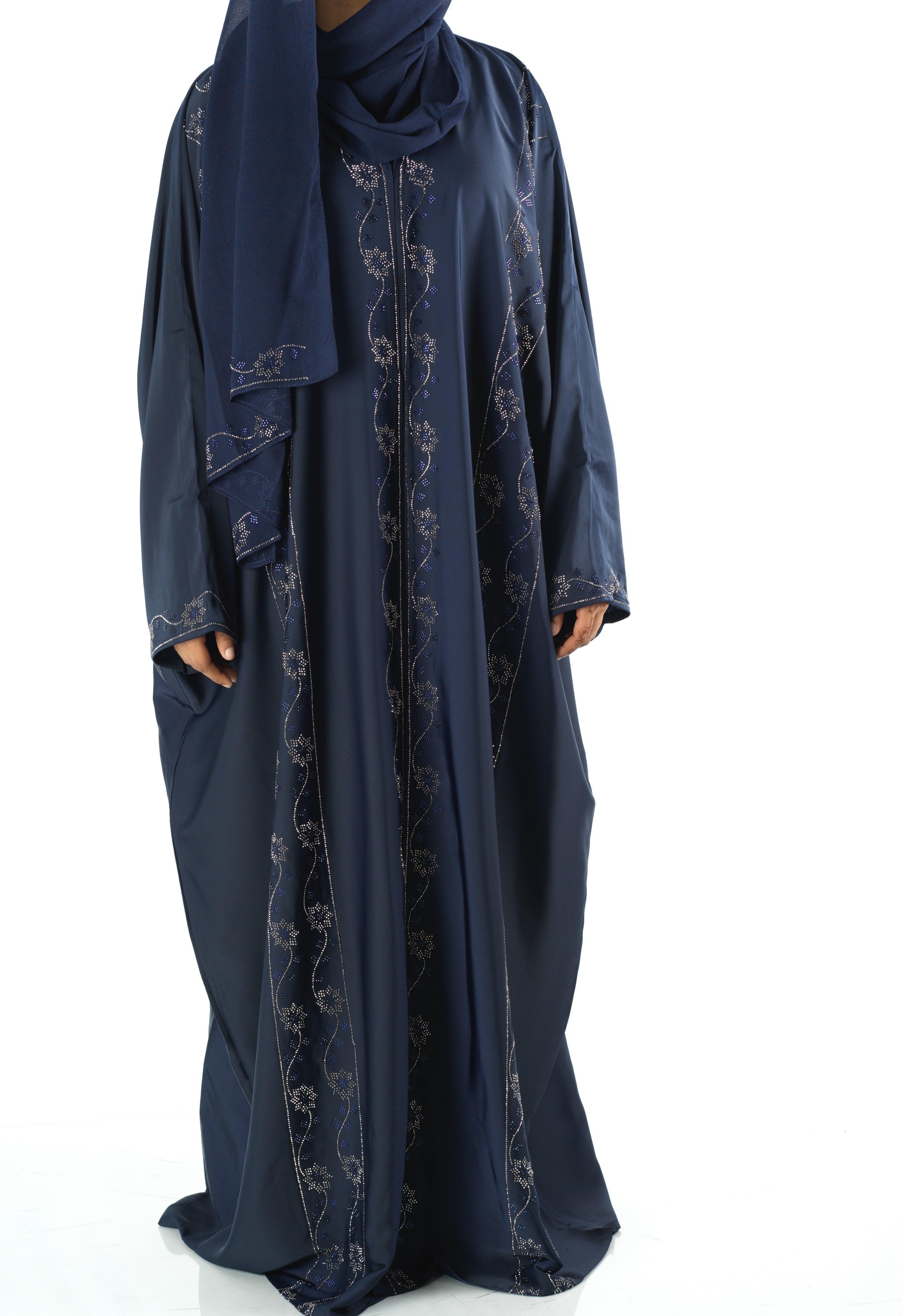 Navy Glamour Dubai abaya set — modest abaya | Kabayare Fashion
