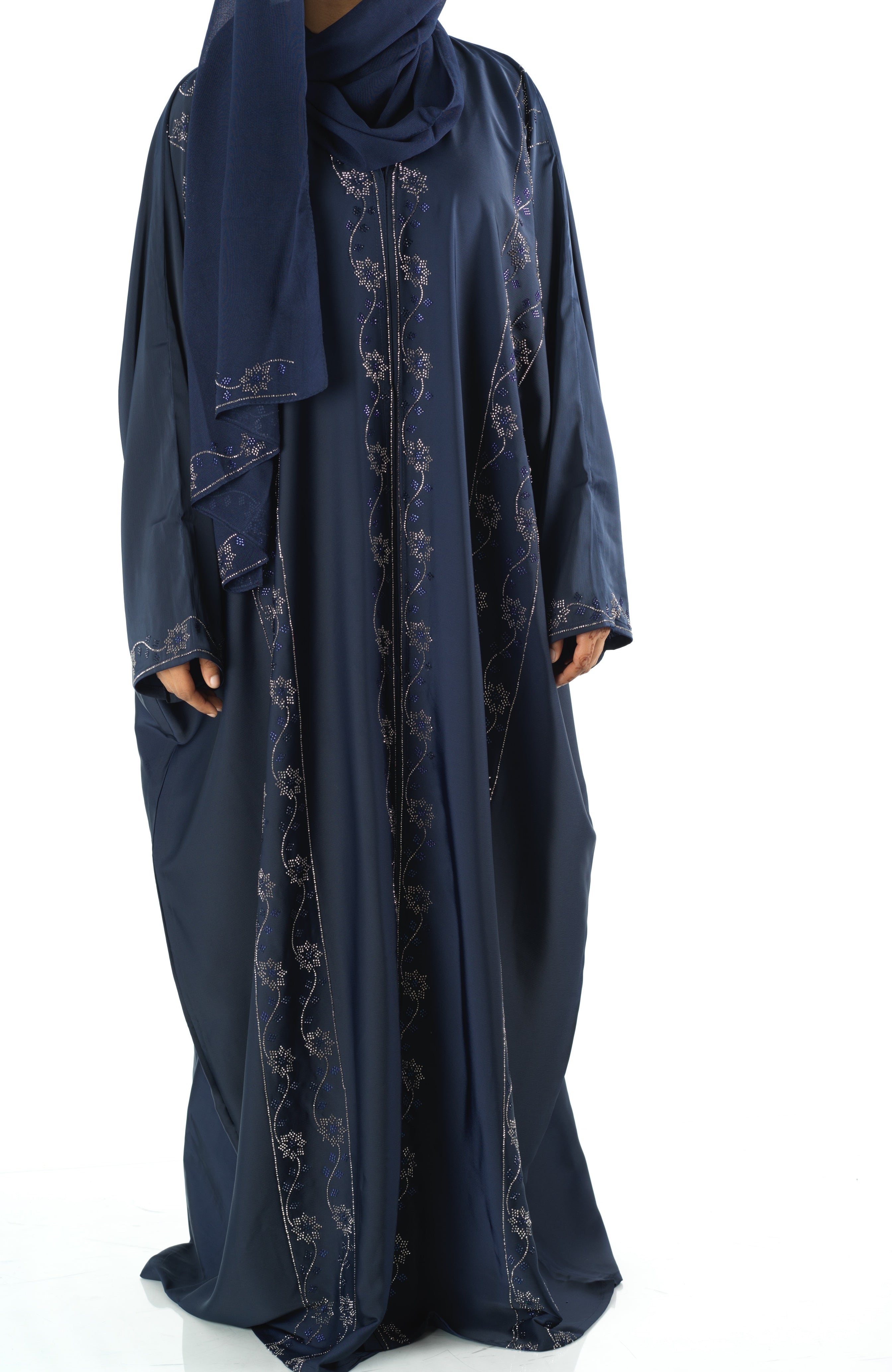 Navy Glamour Dubai abaya set — modest abaya | Kabayare Fashion