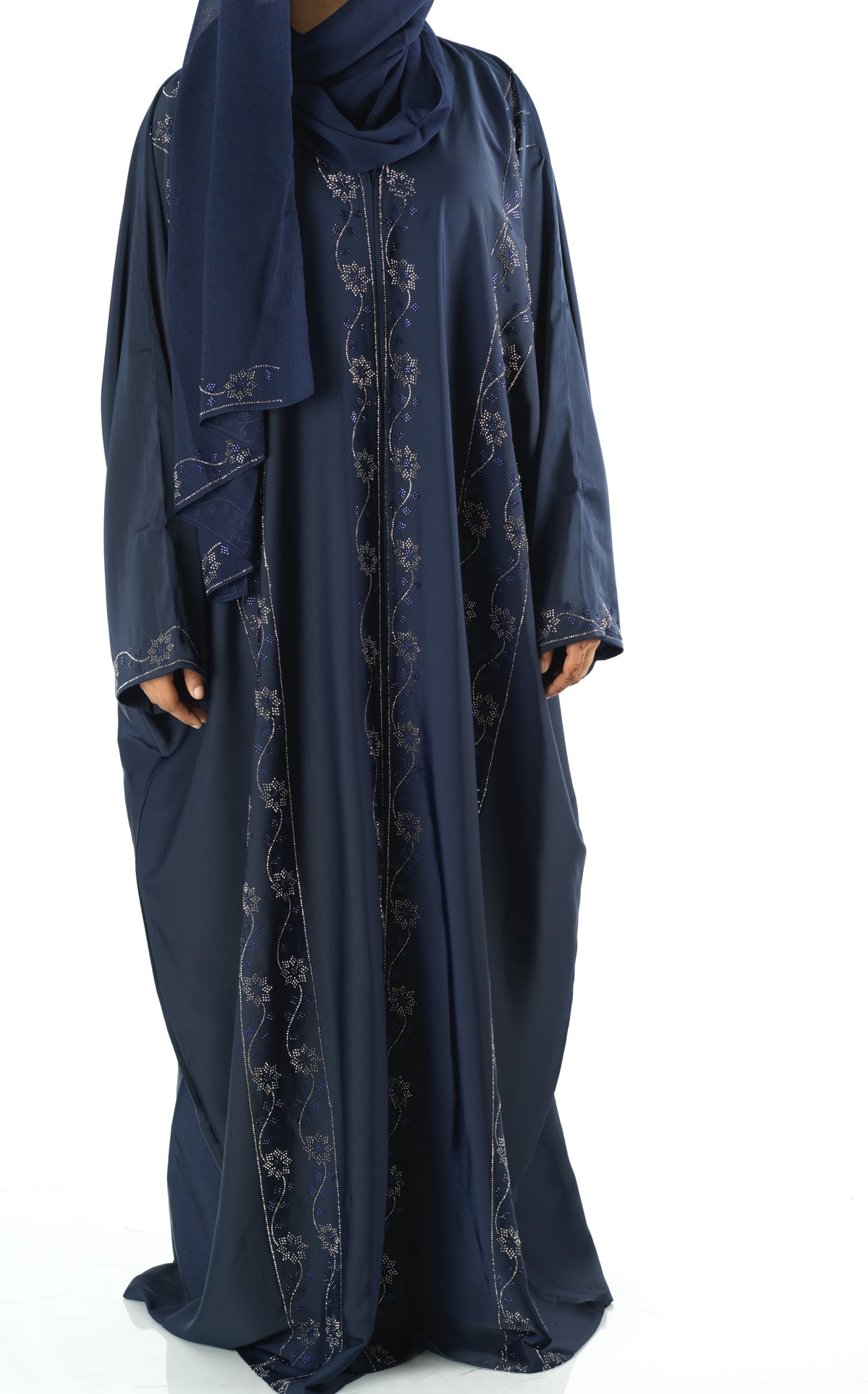 Navy Glamour Dubai abaya set — modest abaya | Kabayare Fashion