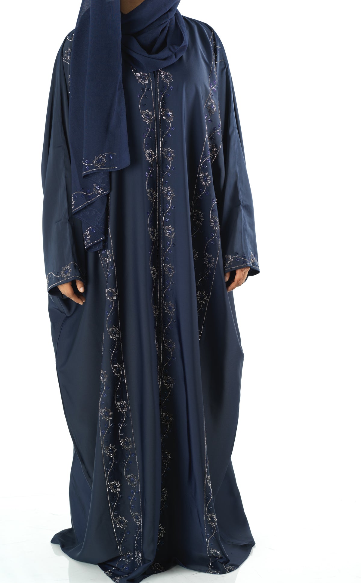 Navy Glamour Dubai abaya set — modest abaya | Kabayare Fashion