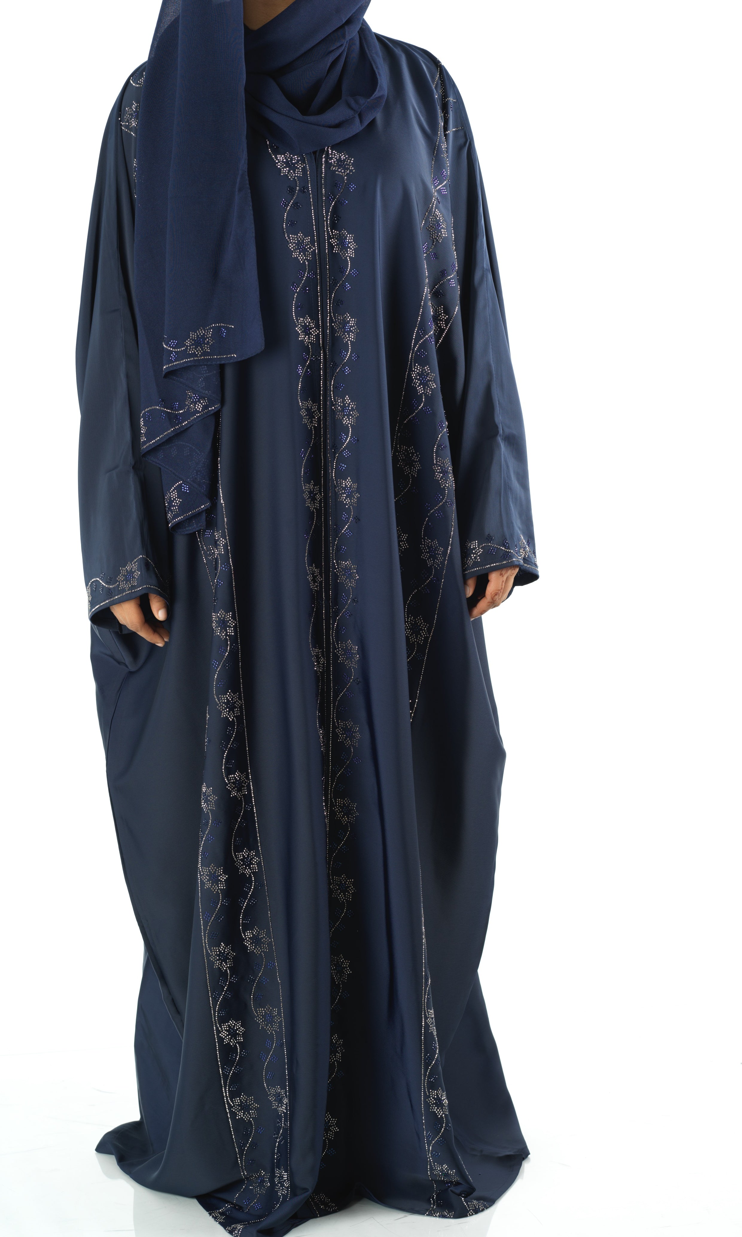 Navy Glamour Dubai abaya set — modest abaya | Kabayare Fashion