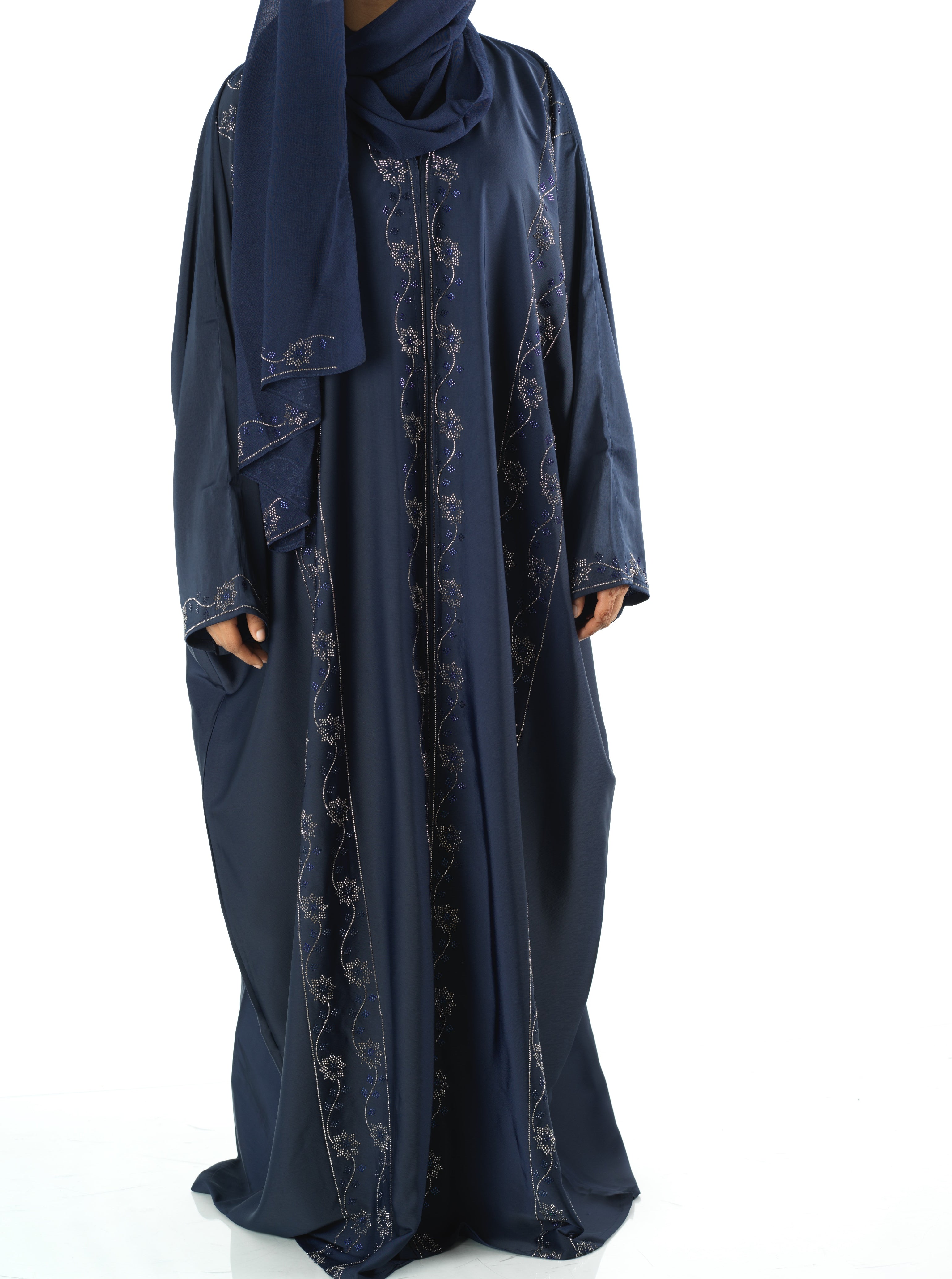 Navy Glamour Dubai abaya set — modest abaya | Kabayare Fashion