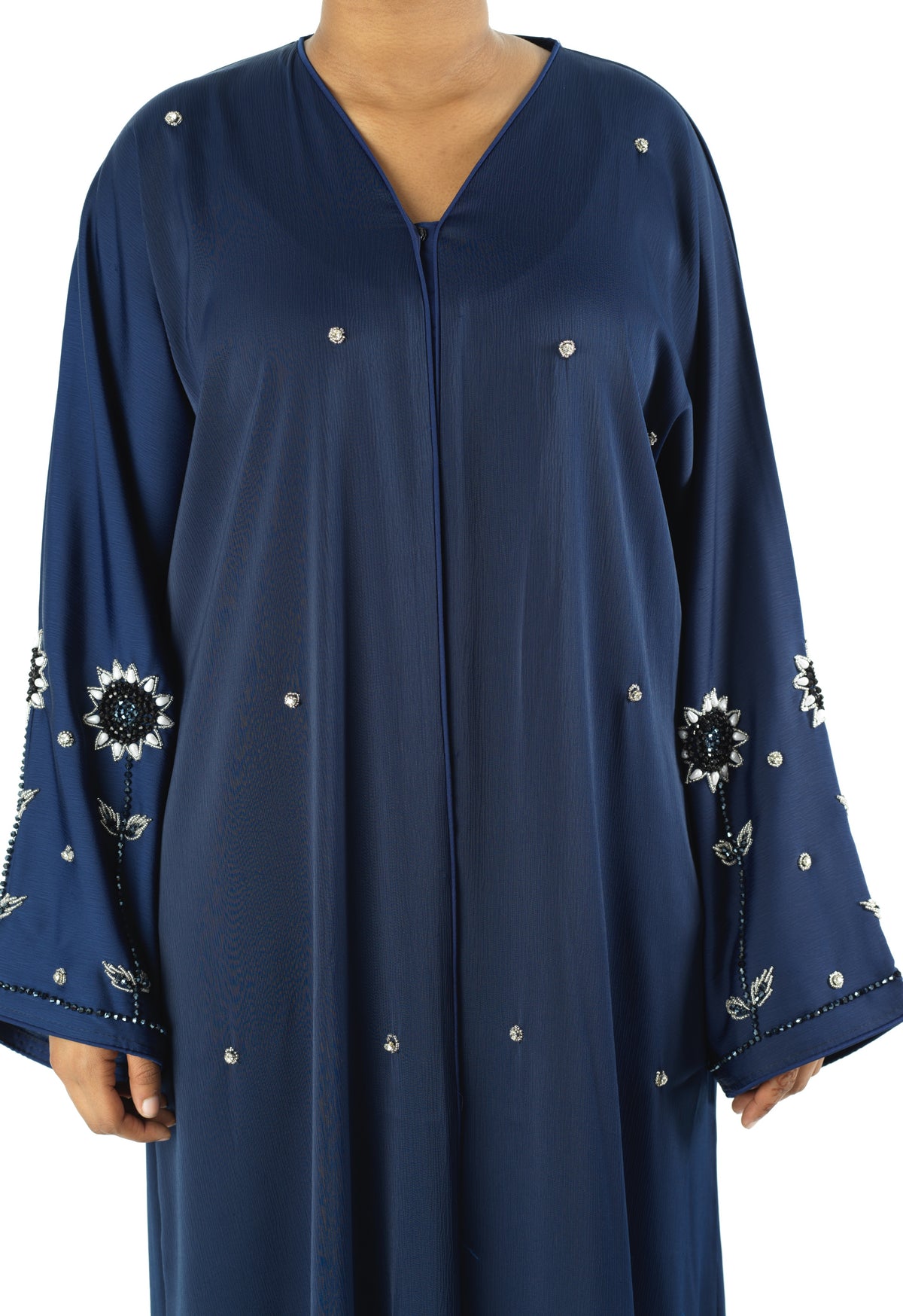 Navy pretty pearls Dubai abaya set — modest abaya | Kabayare Fashion