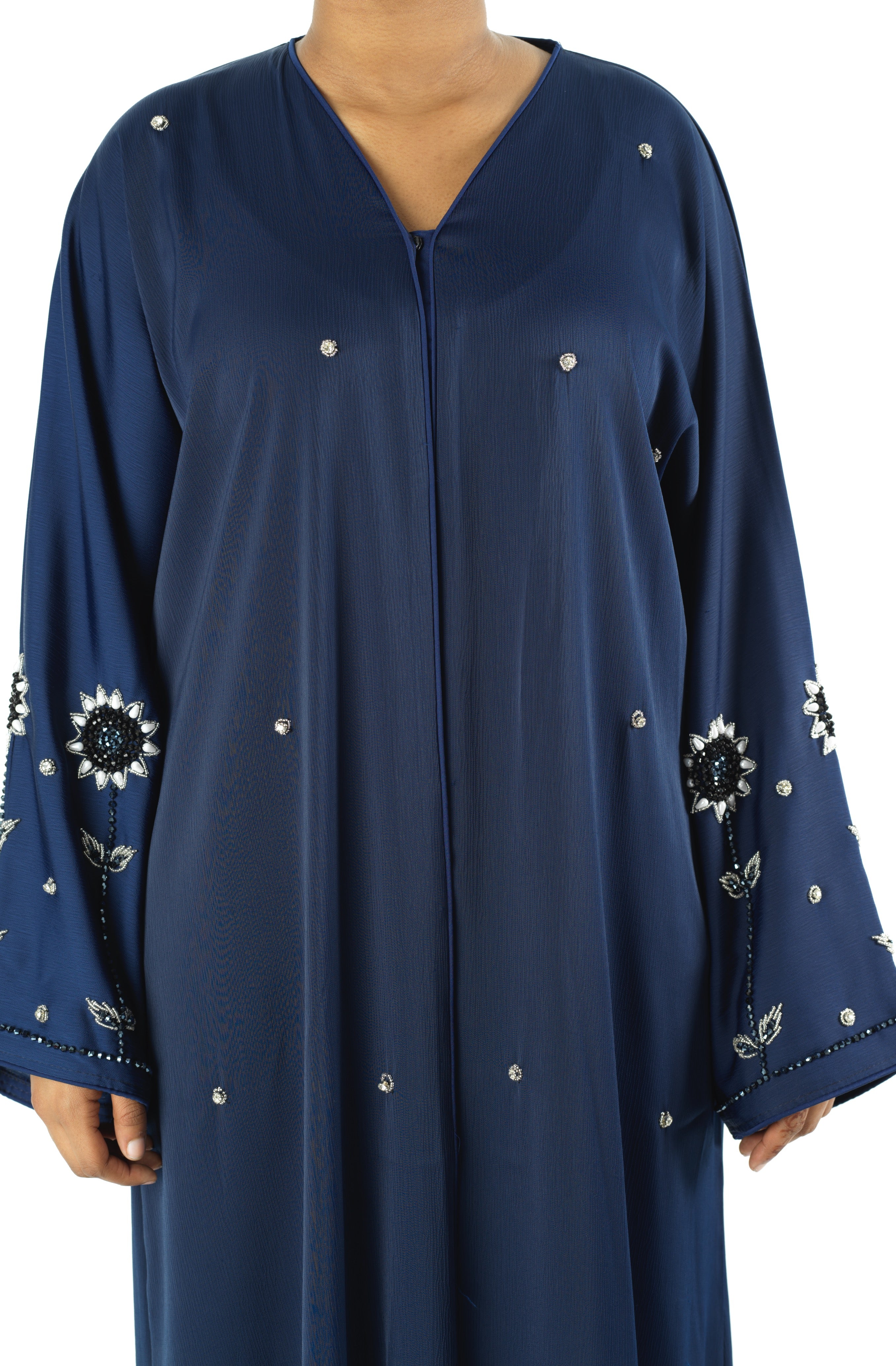 Navy pretty pearls Dubai abaya set — modest abaya | Kabayare Fashion