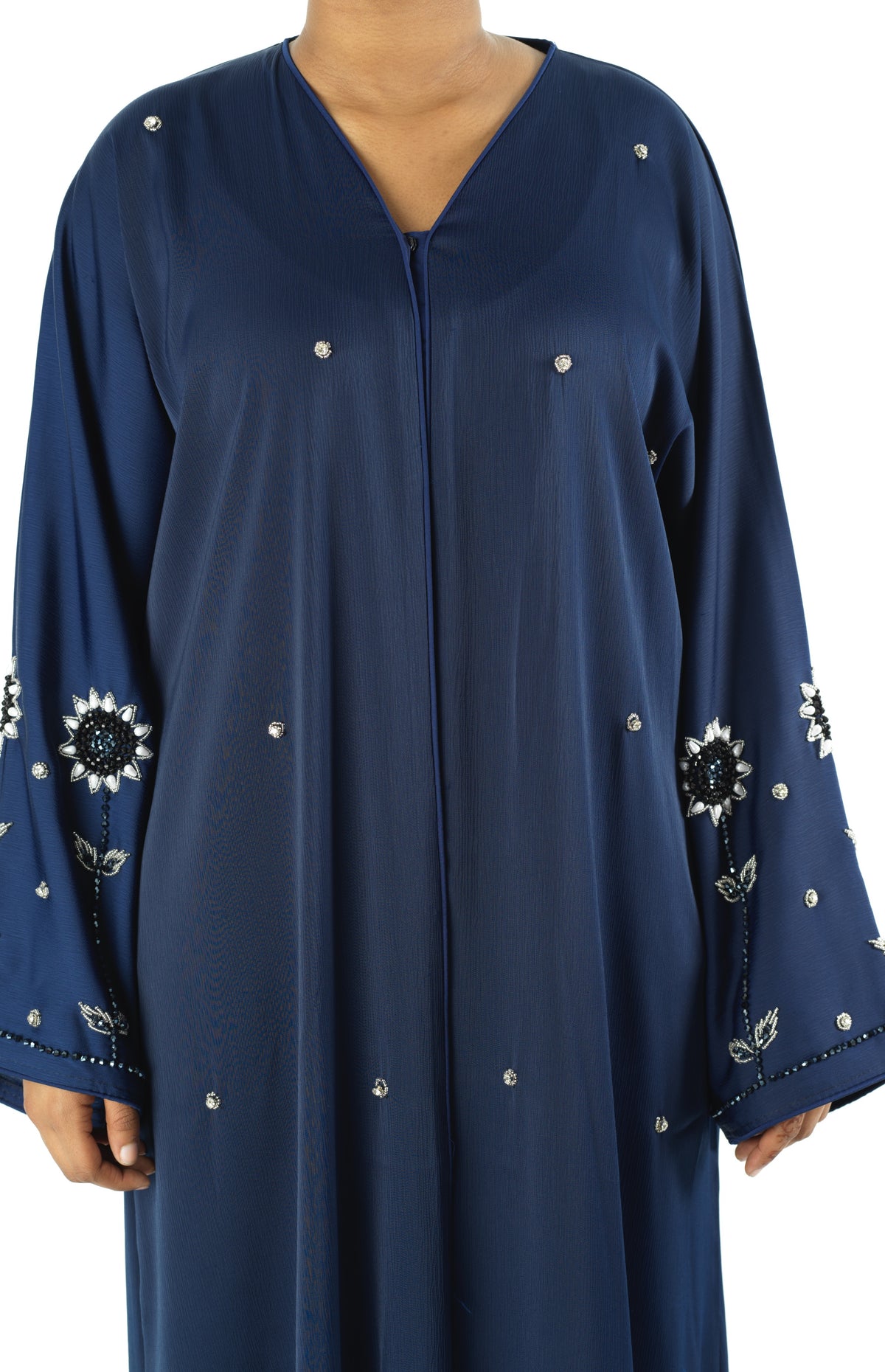 Navy pretty pearls Dubai abaya set — modest abaya | Kabayare Fashion