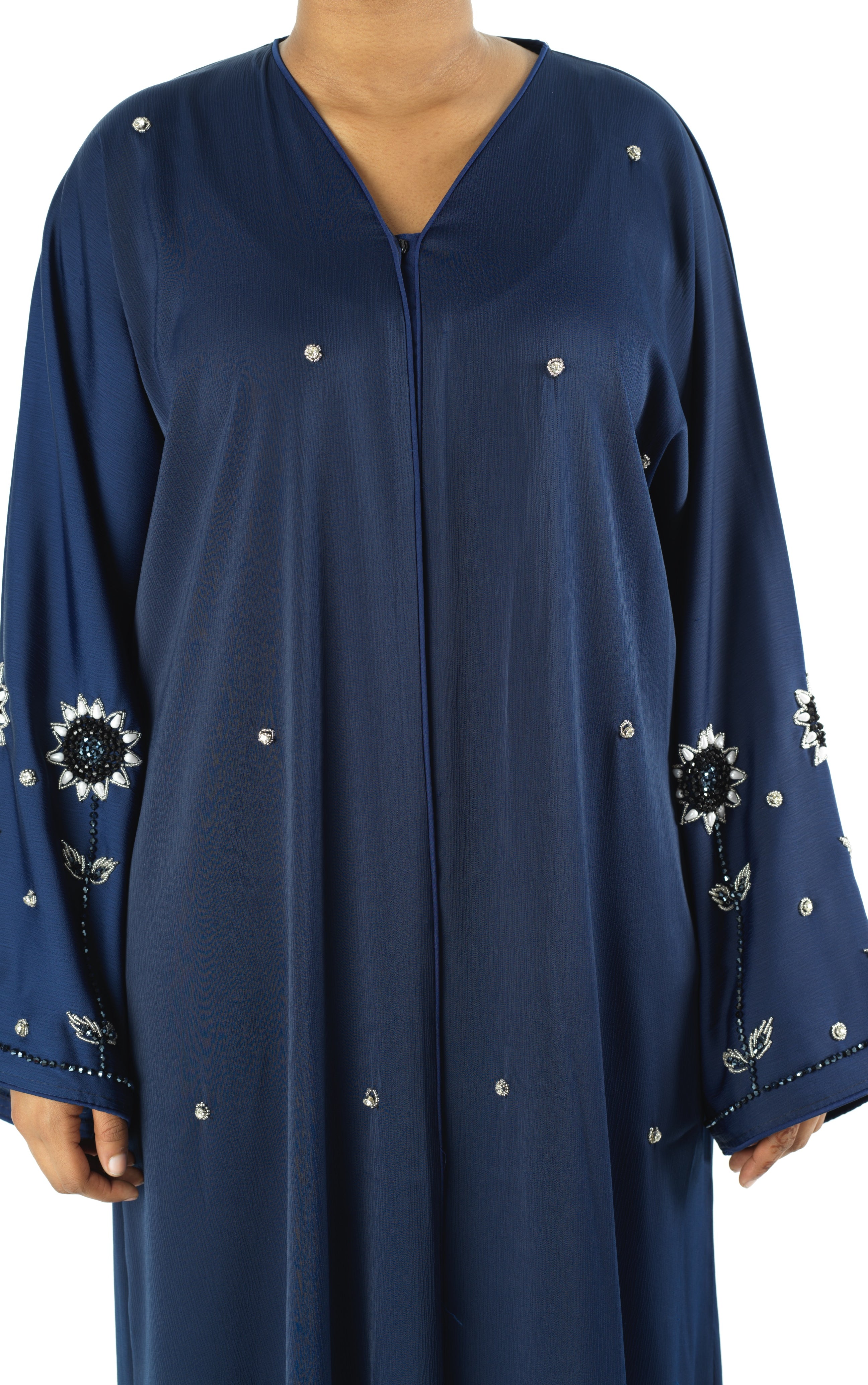 Navy pretty pearls Dubai abaya set — modest abaya | Kabayare Fashion