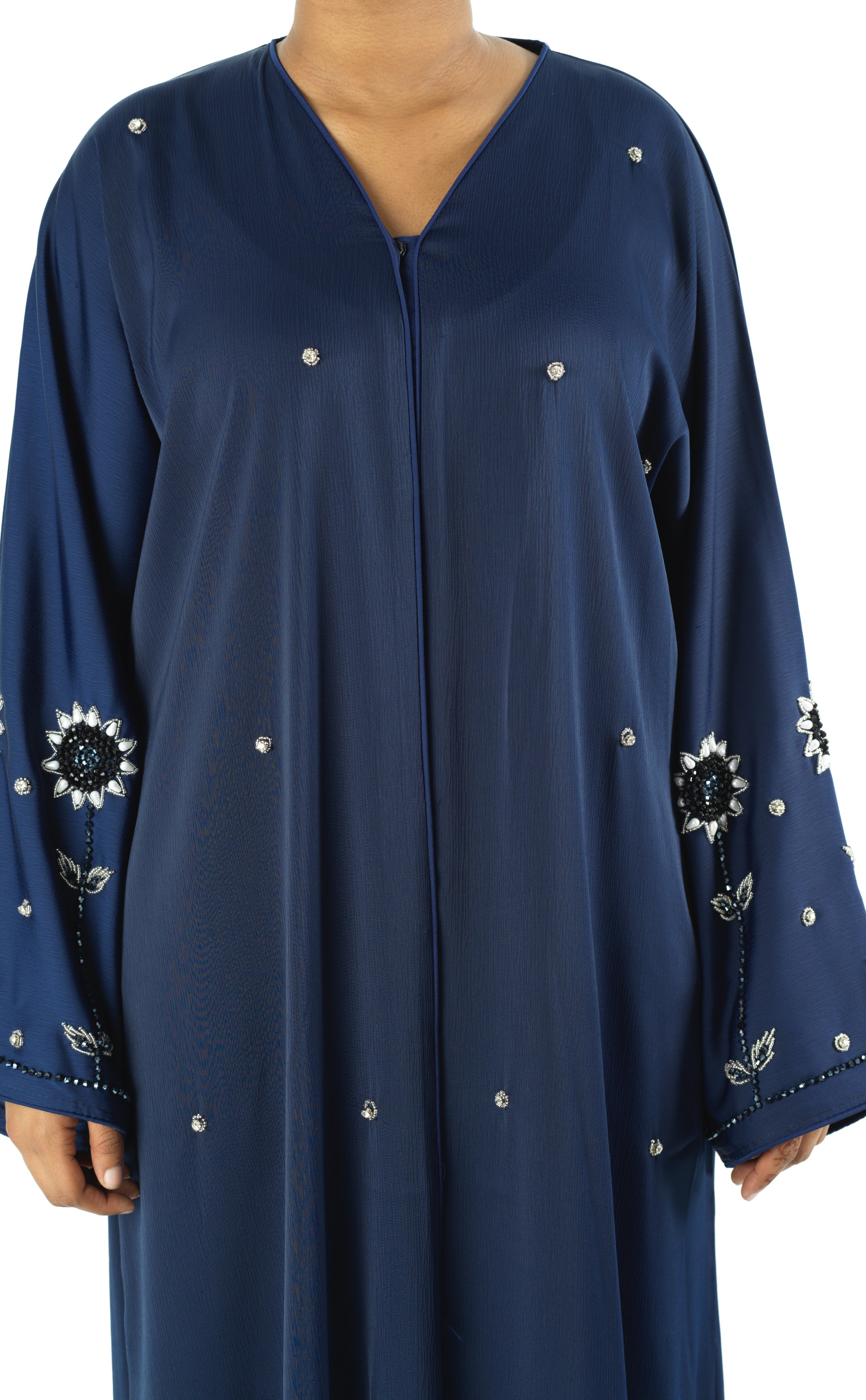 Navy pretty pearls Dubai abaya set — modest abaya | Kabayare Fashion