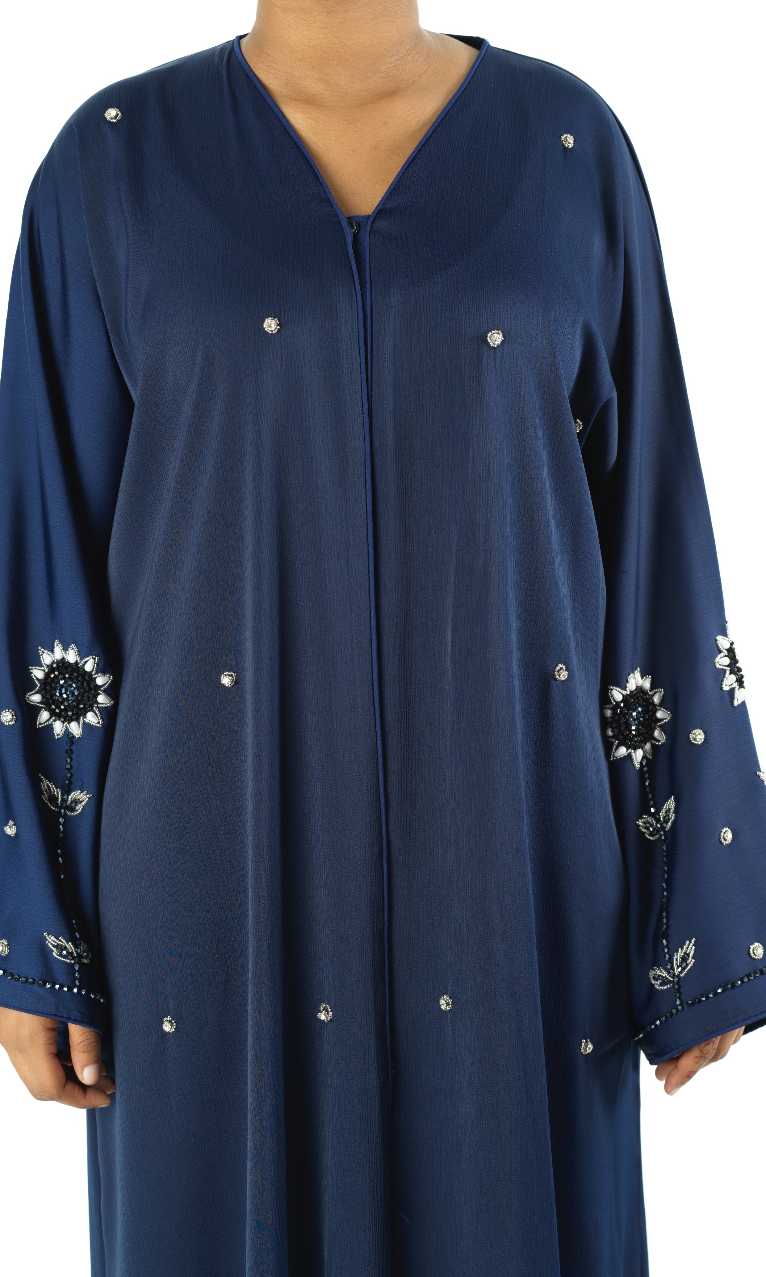 Navy pretty pearls Dubai abaya set — modest abaya | Kabayare Fashion