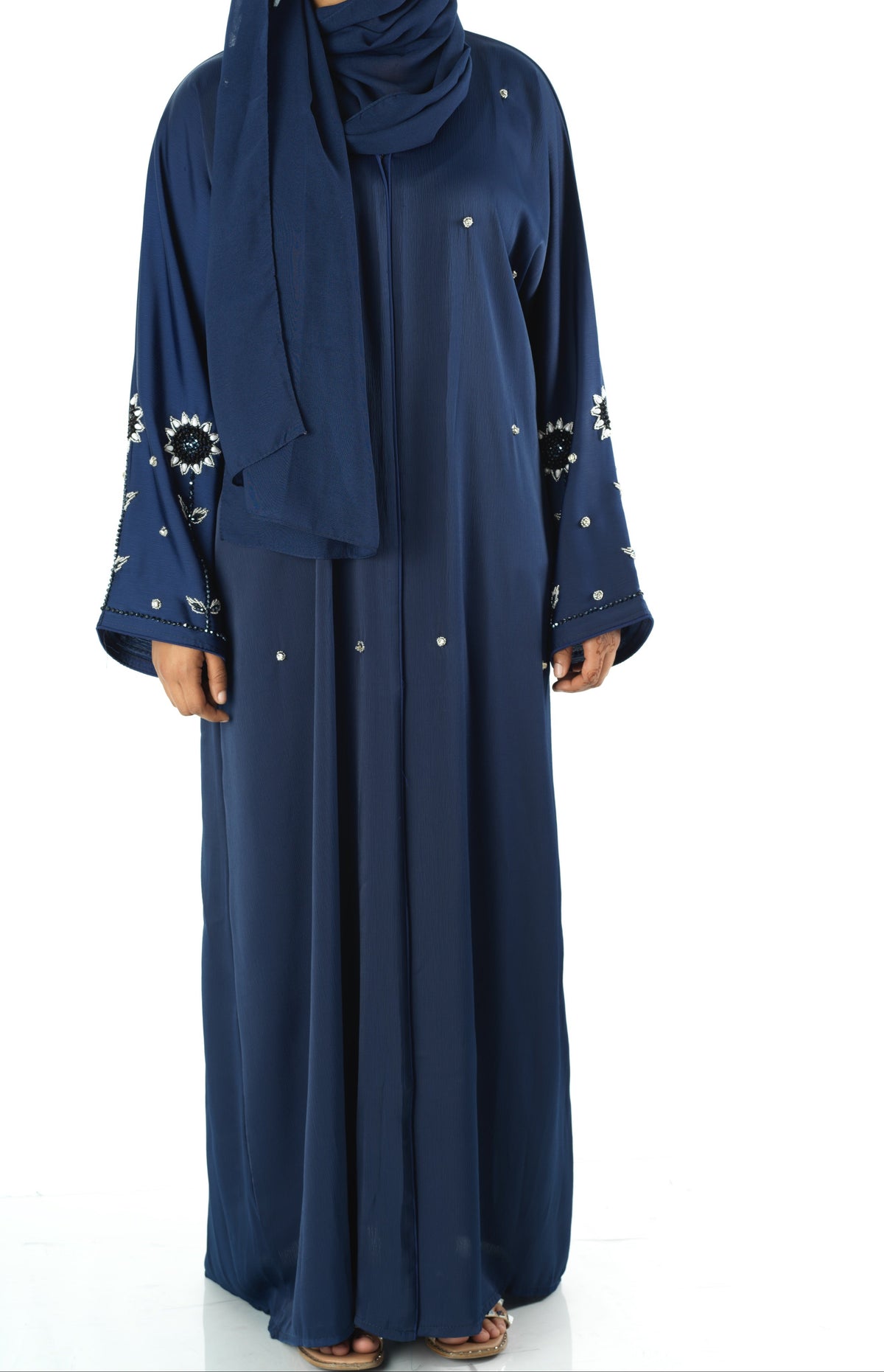 Navy pretty pearls Dubai abaya set — modest abaya | Kabayare Fashion