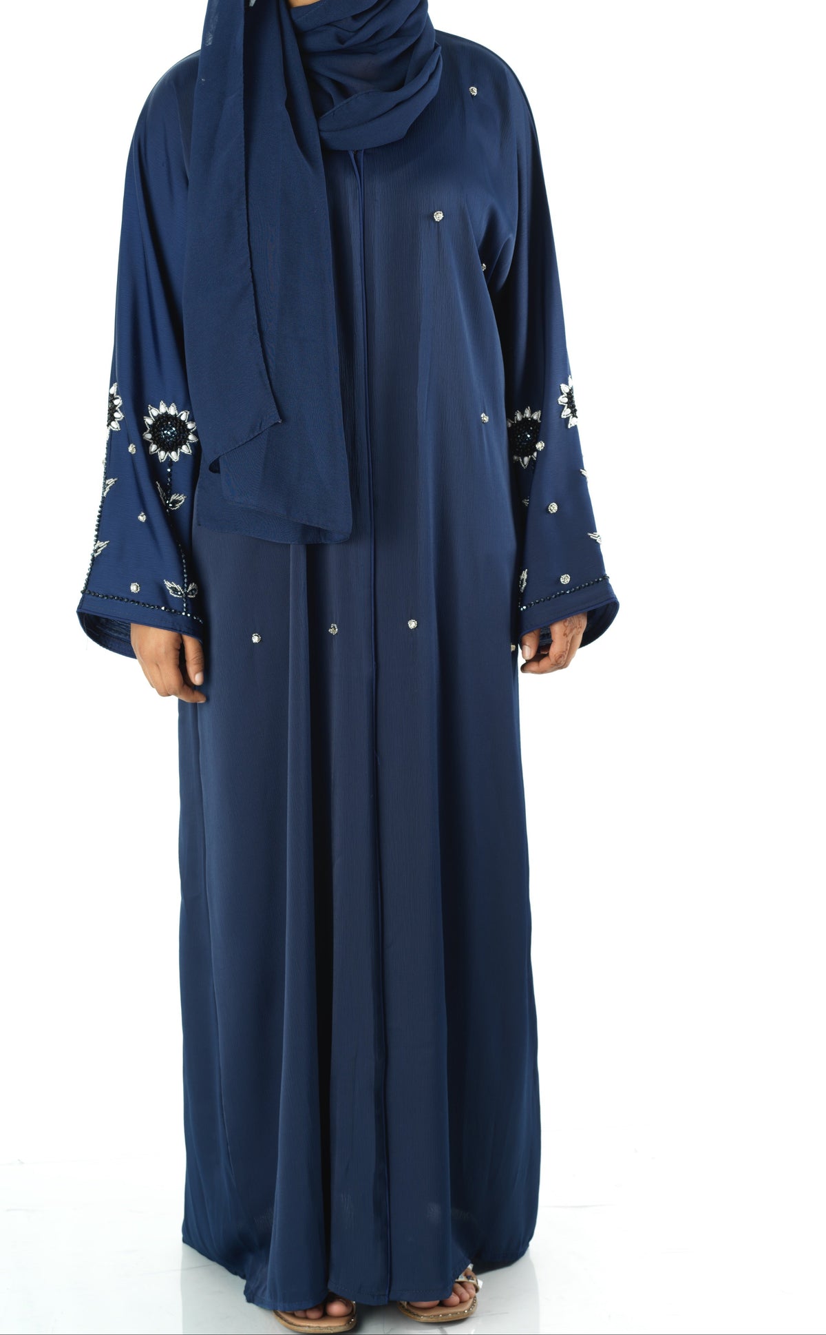 Navy pretty pearls Dubai abaya set — modest abaya | Kabayare Fashion