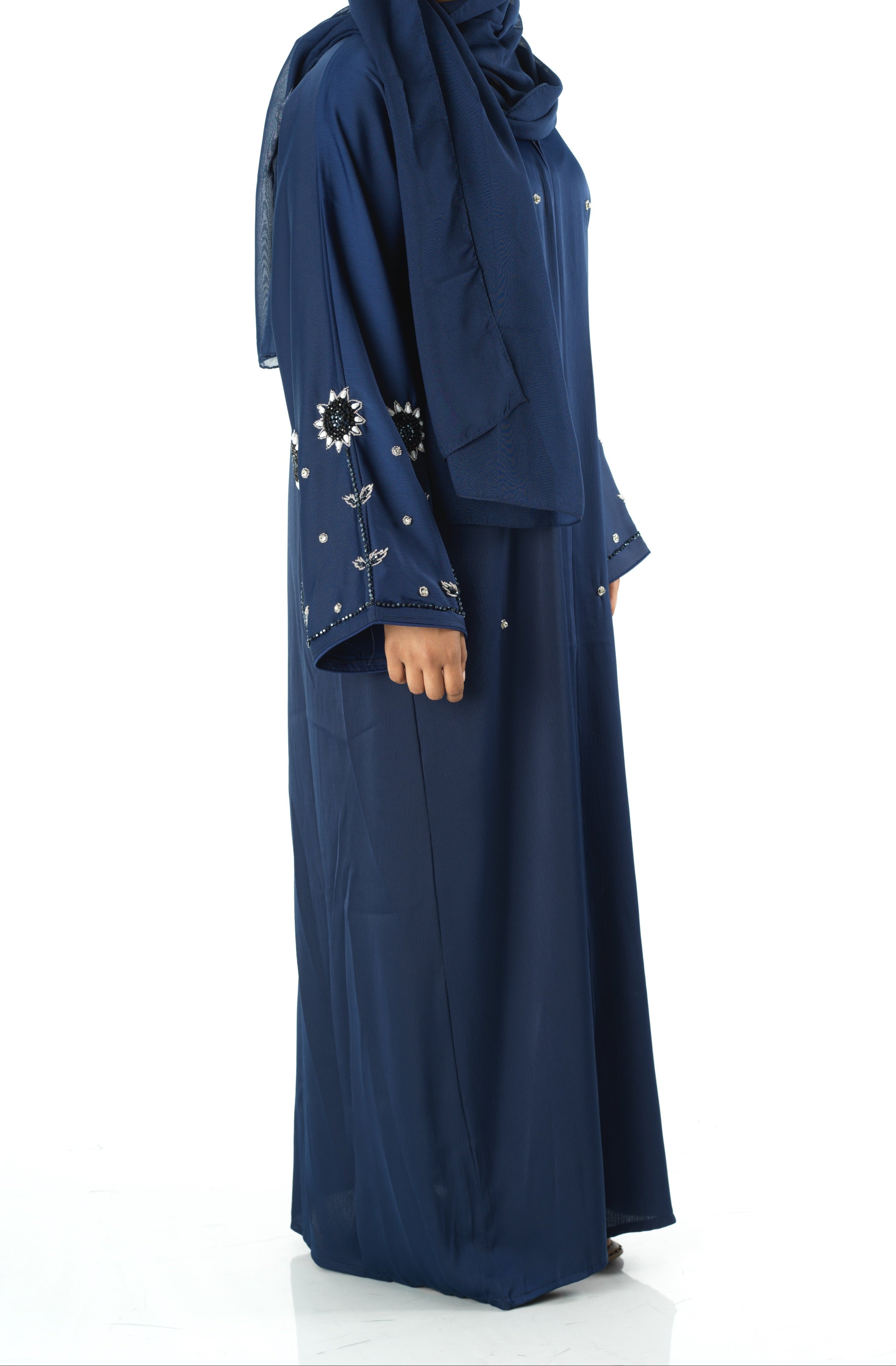 Navy pretty pearls Dubai abaya set — modest abaya | Kabayare Fashion