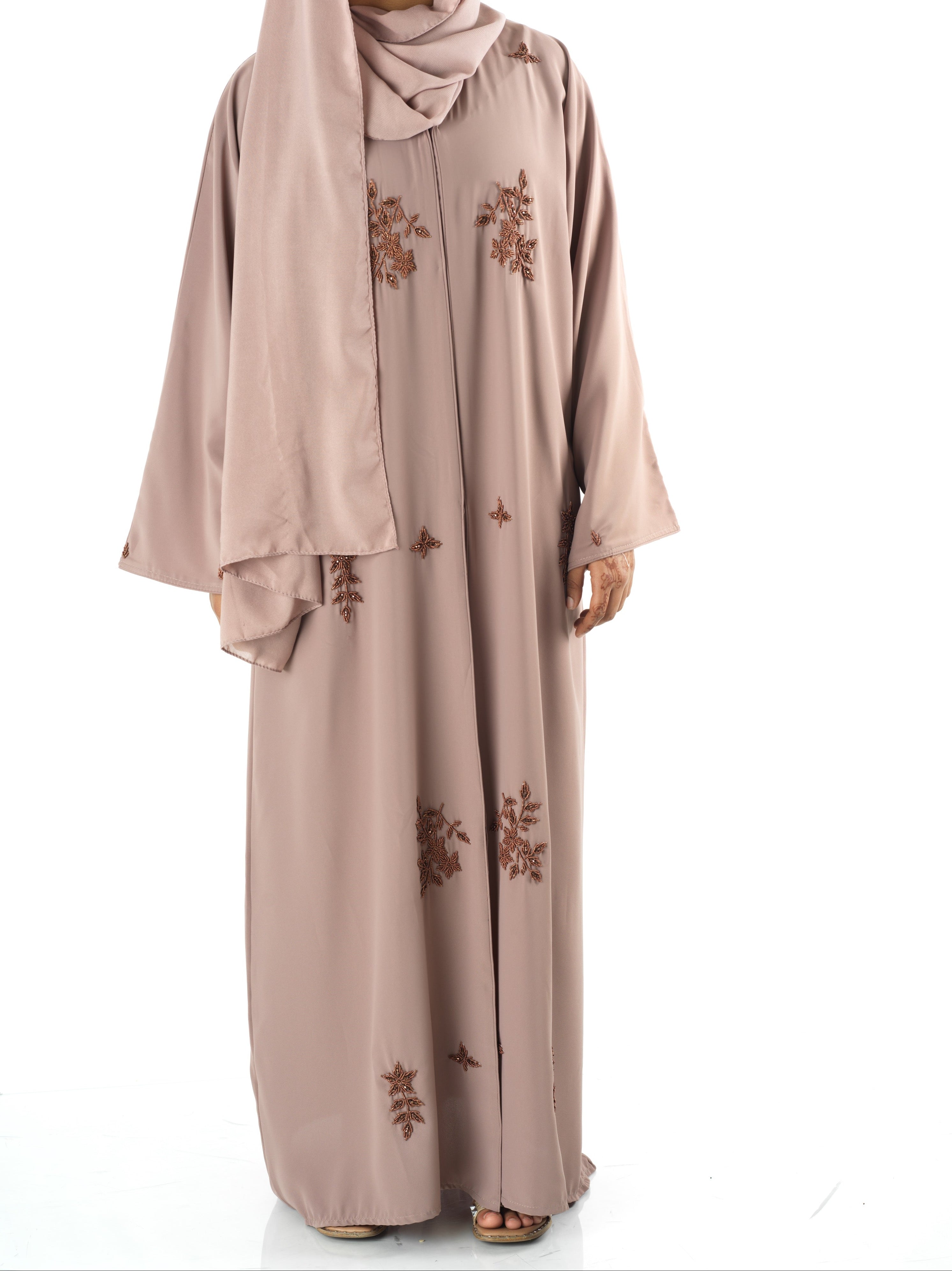 The copper blush Dubai abaya set — modest abaya | Kabayare Fashion