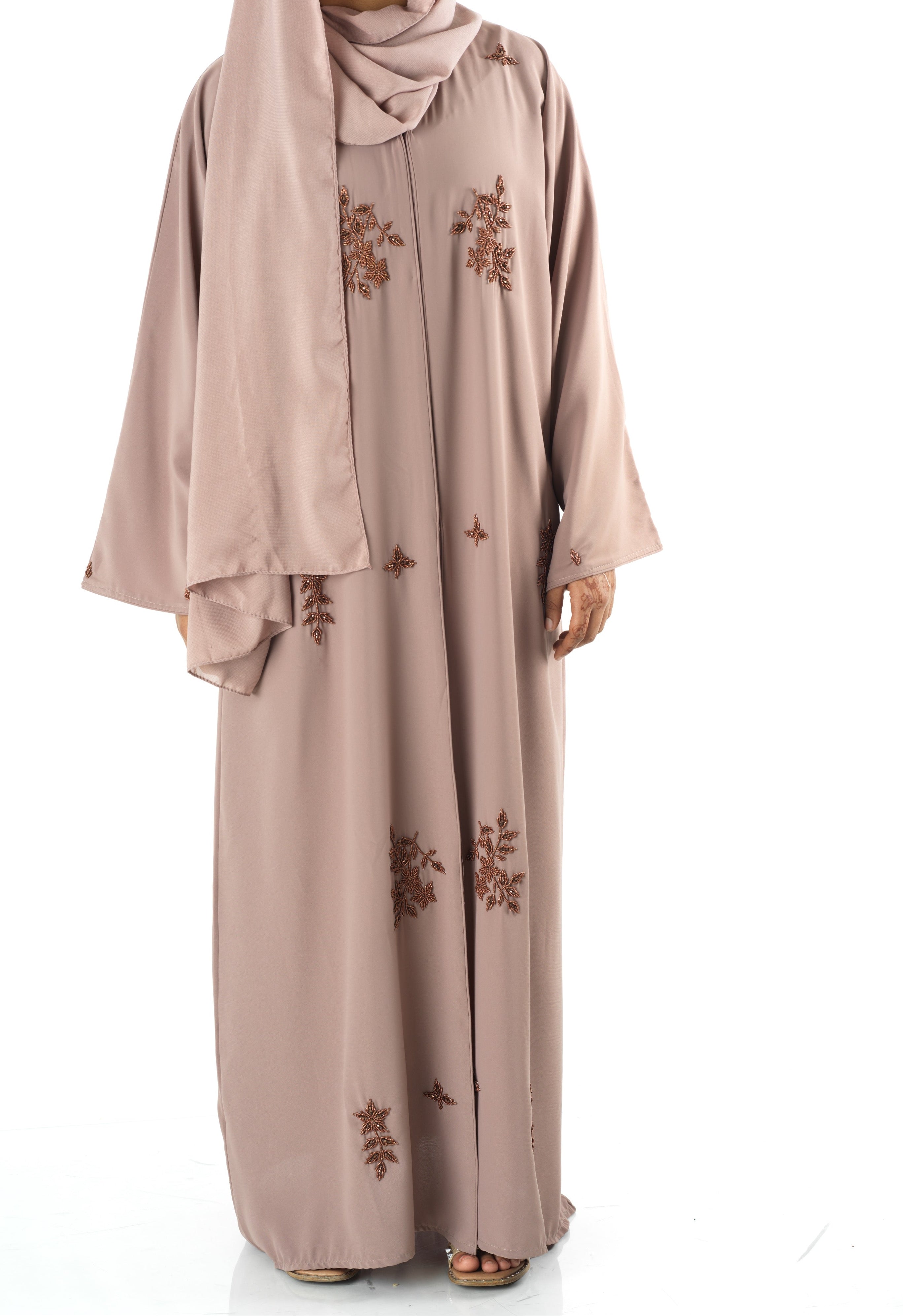 The copper blush Dubai abaya set — modest abaya | Kabayare Fashion