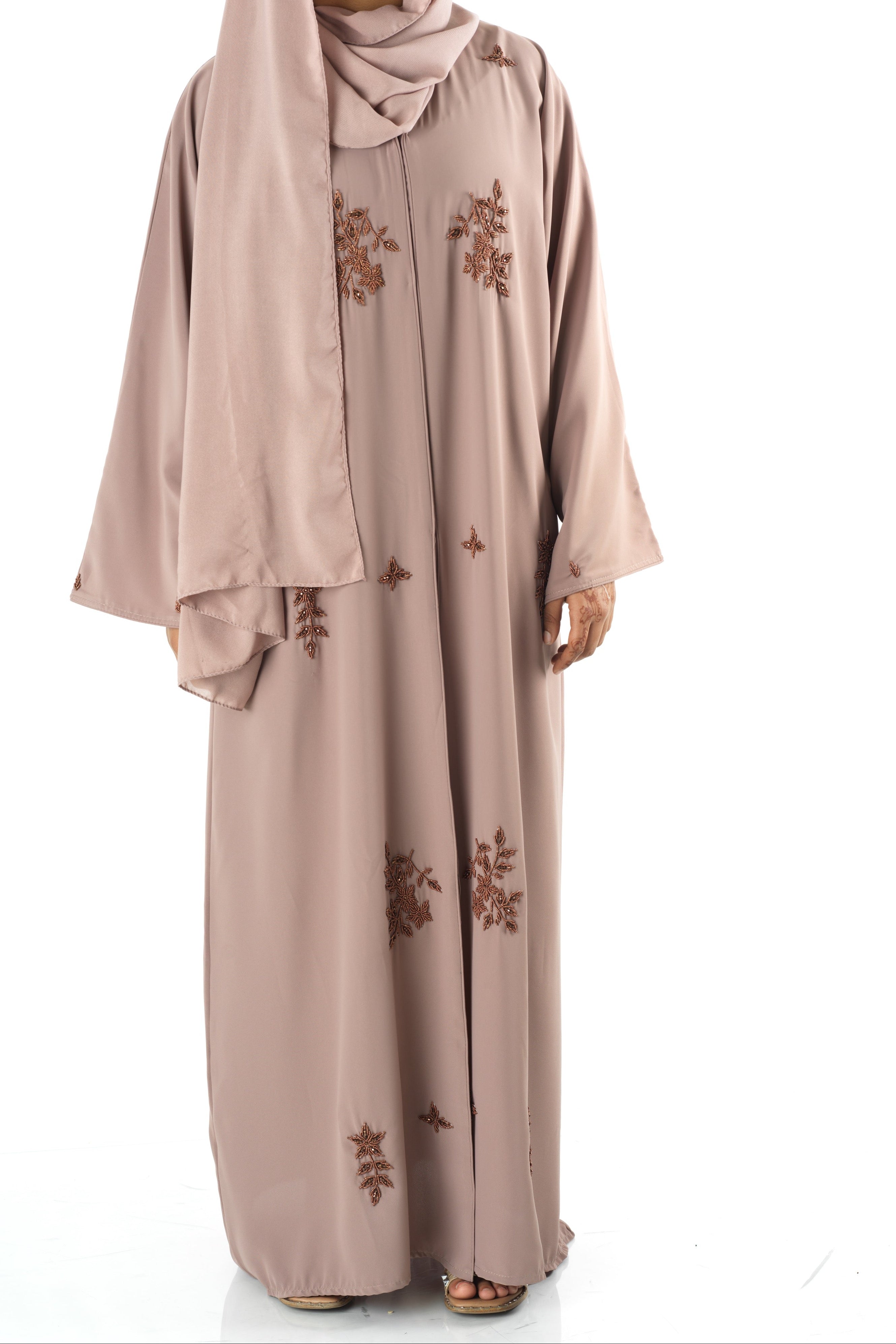 The copper blush Dubai abaya set — modest abaya | Kabayare Fashion