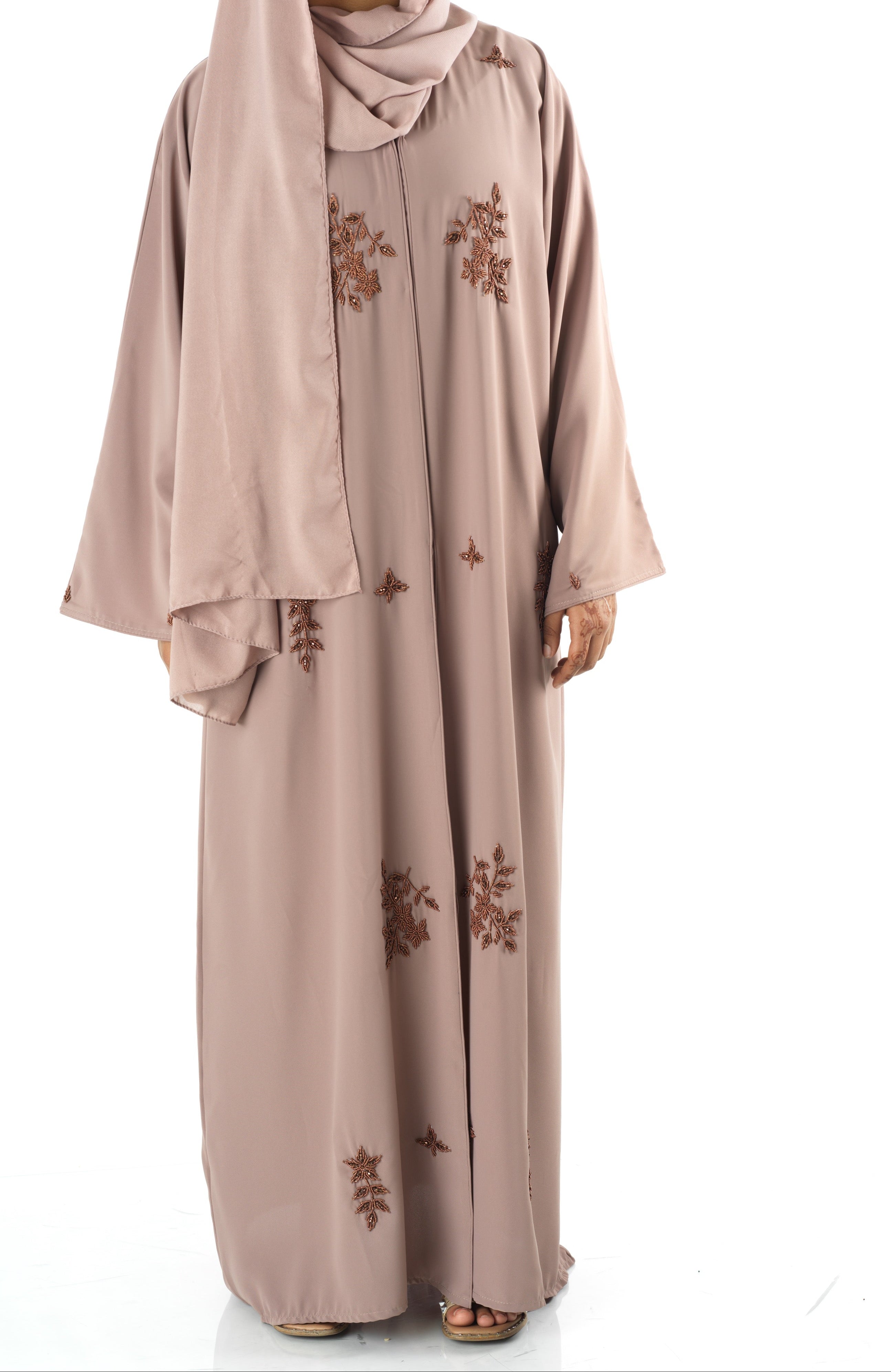 The copper blush Dubai abaya set — modest abaya | Kabayare Fashion