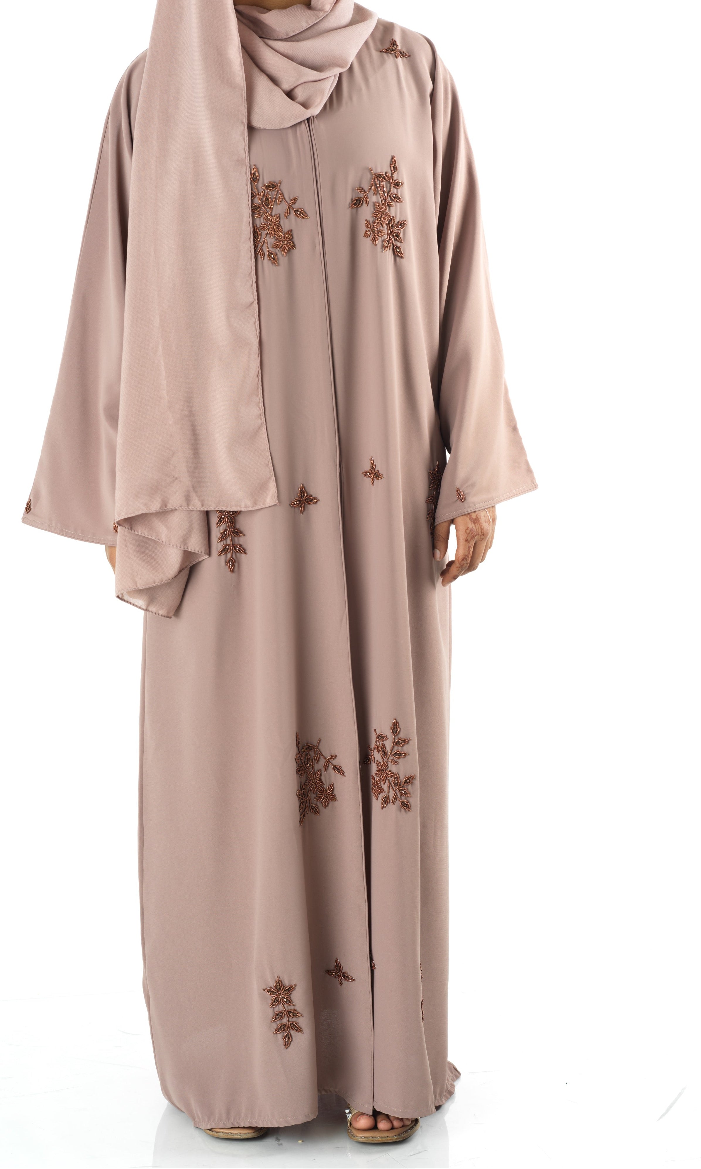 The copper blush Dubai abaya set — modest abaya | Kabayare Fashion