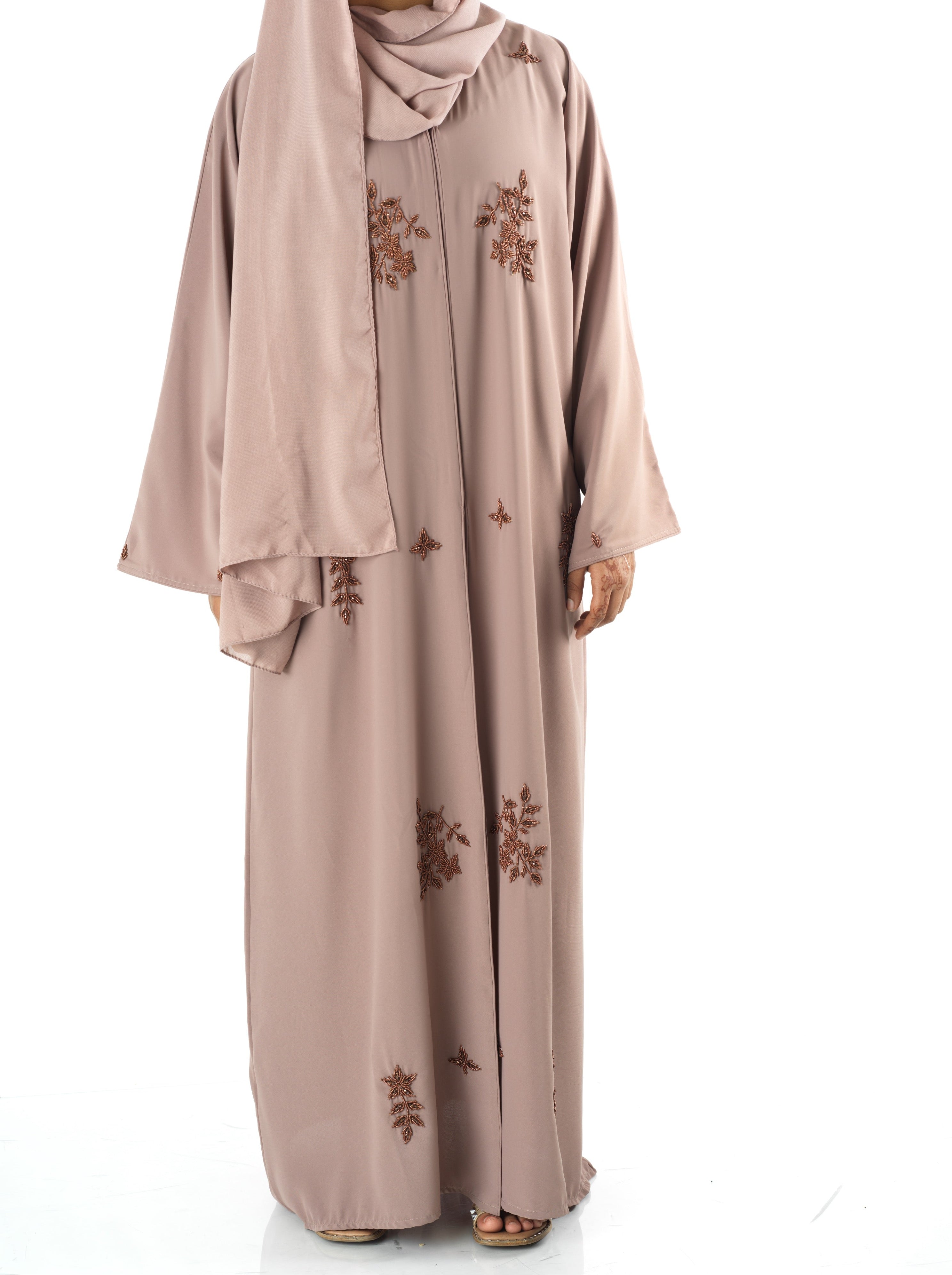 The copper blush Dubai abaya set — modest abaya | Kabayare Fashion